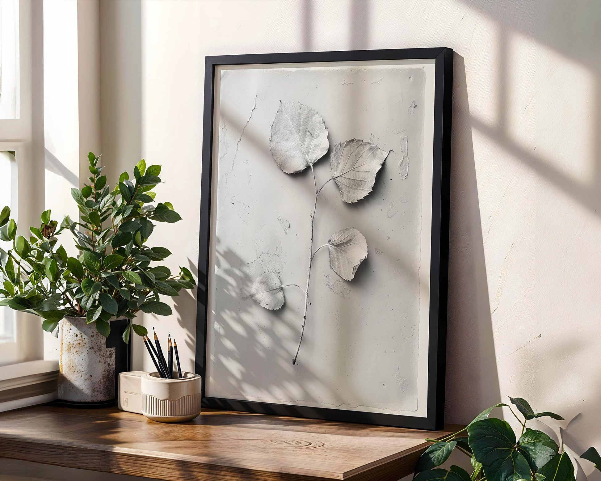 Botanical Photo | Minimalist Leaf Art Print | Modern Black and White  Poster wall art print, minimalist black and white poster, modern Scandinavian wall decor, Monohaus