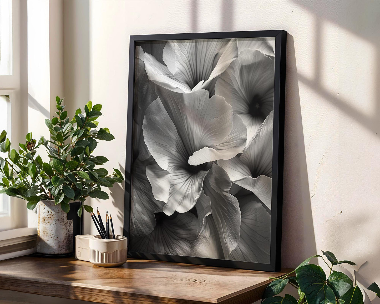 Botanical Photo | Floral Petals Print | Minimal Wall Art | Flower Poster wall art print, minimalist black and white poster, modern Scandinavian wall decor, Monohaus
