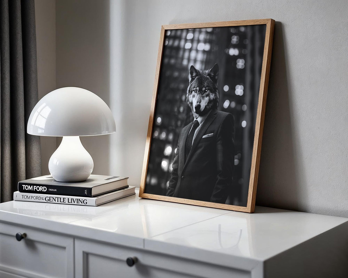 Designer Wall Art | Wolf Black and White Photography | Modern Home Decor wall art print, minimalist black and white poster, modern Scandinavian wall decor, Monohaus