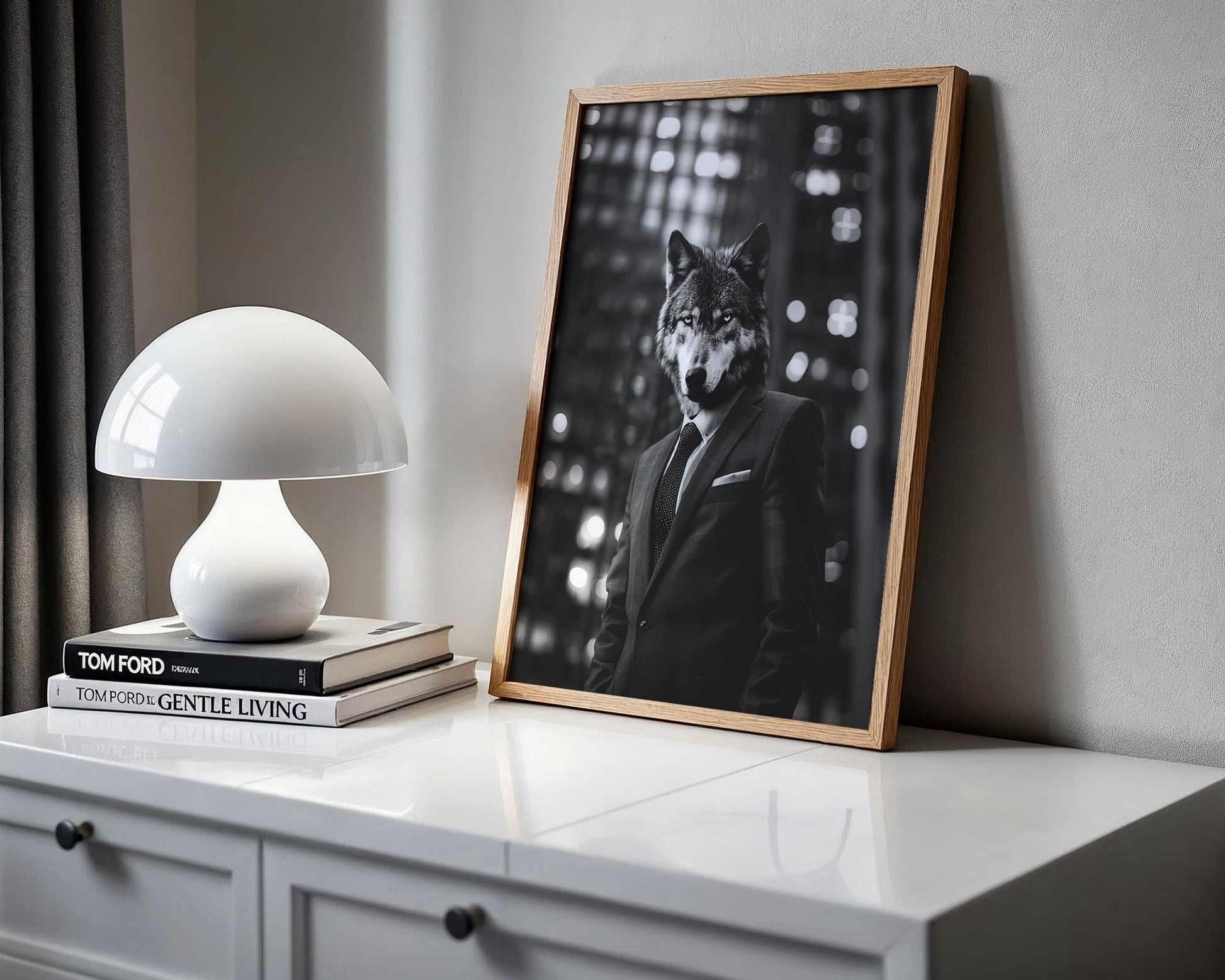 Designer Wall Art | Wolf Black and White Photography | Modern Home Decor wall art print, minimalist black and white poster, modern Scandinavian wall decor, Monohaus