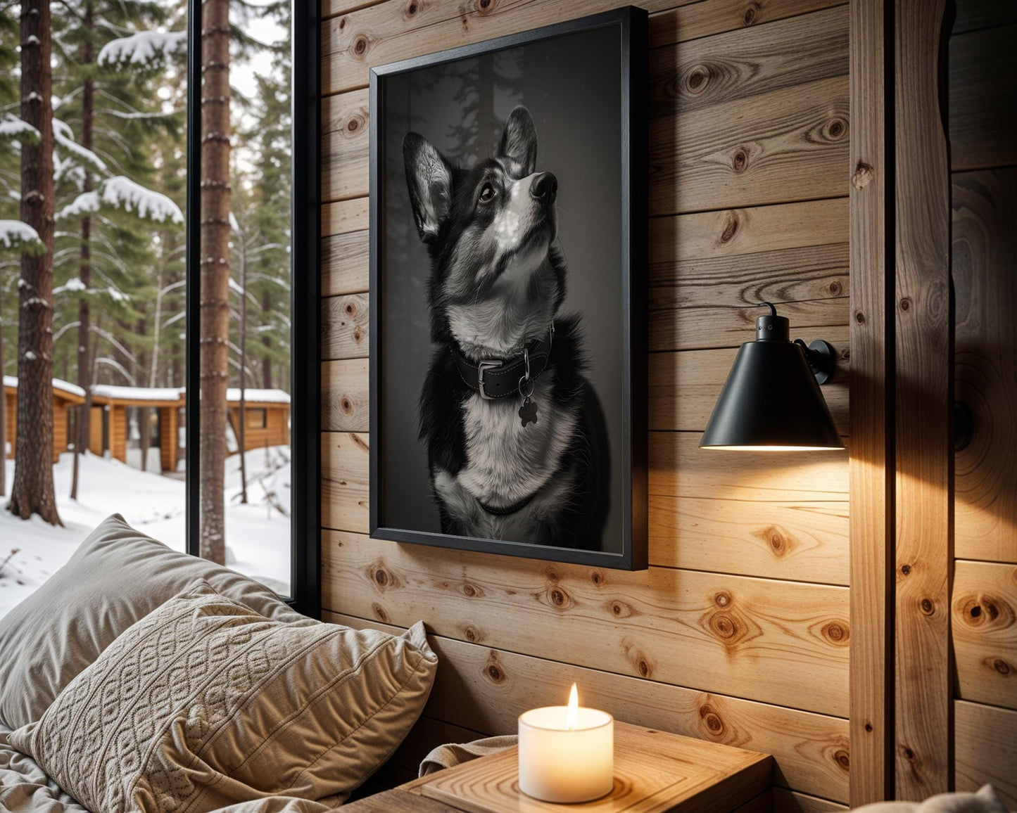 Dog Photography Corgi Pet Portrait Print | Minimalist Black and White Pet Home Decor wall art print, minimalist black and white poster, modern Scandinavian wall decor, Monohaus