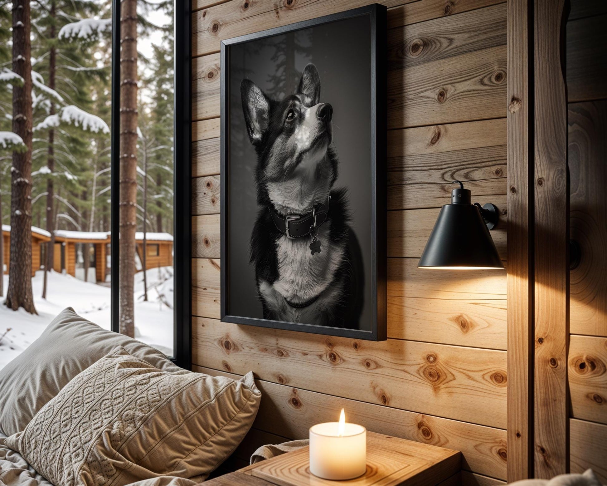 Dog Photography Corgi Pet Portrait Print | Minimalist Black and White Pet Home Decor wall art print, minimalist black and white poster, modern Scandinavian wall decor, Monohaus