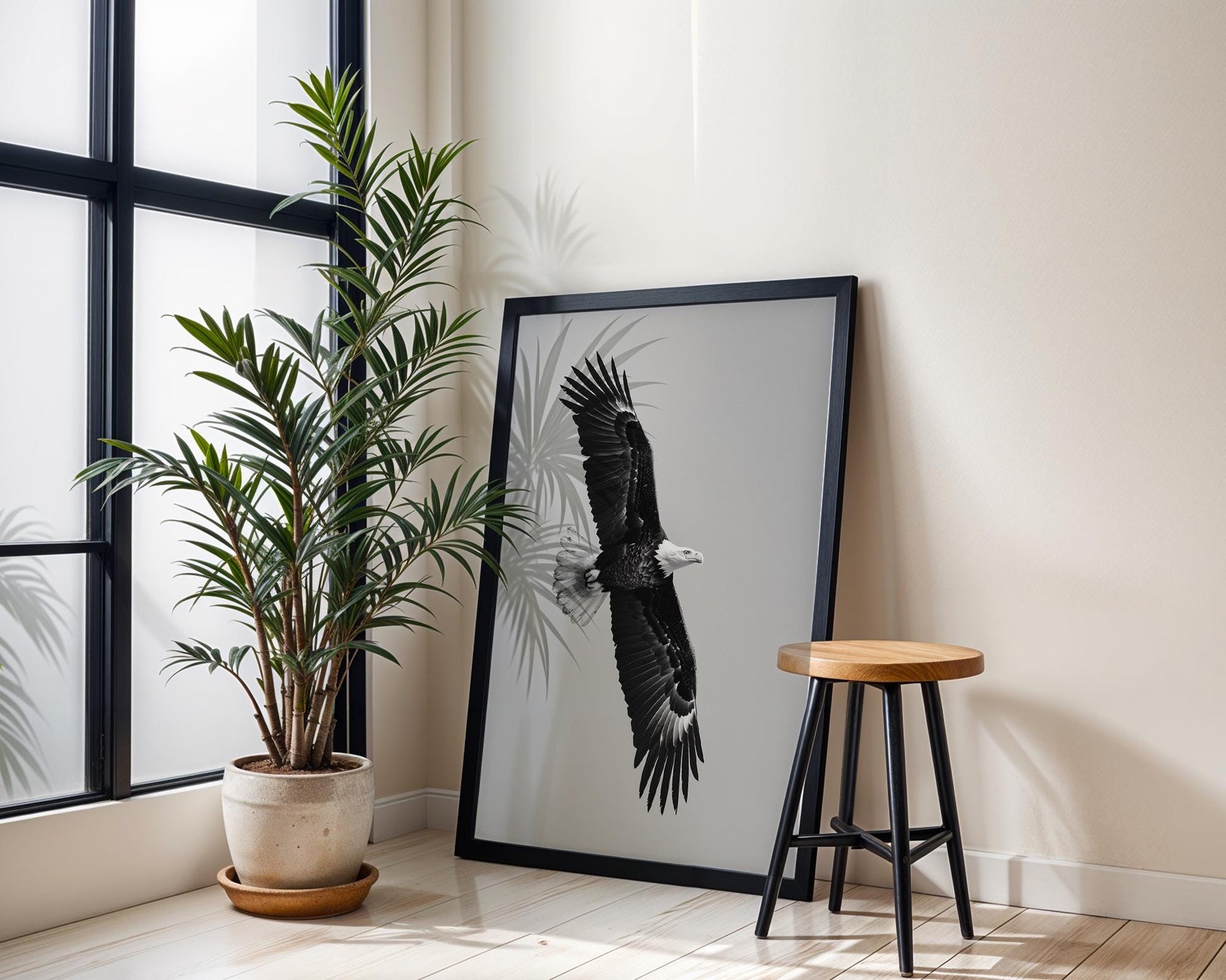Wildlife Poster | Eagle in Flight Art Print | Black & White Photography, Modern Wall Decor wall art print, minimalist black and white poster, modern Scandinavian wall decor, Monohaus