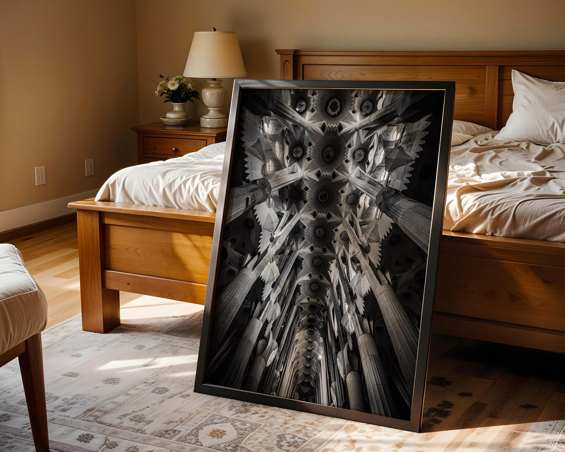 Urban Photography | Sagrada Familia Print | Black and White Cathedral Photography black and white photo print, minimalist monochrome wall art poster for modern interiors, Monohaus