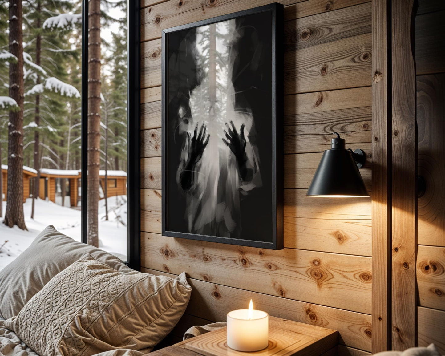 Designer Wall Art | Surreal Ghost Figure Print | Black and White Fantasy Poster wall art print, minimalist black and white poster, modern Scandinavian wall decor, Monohaus