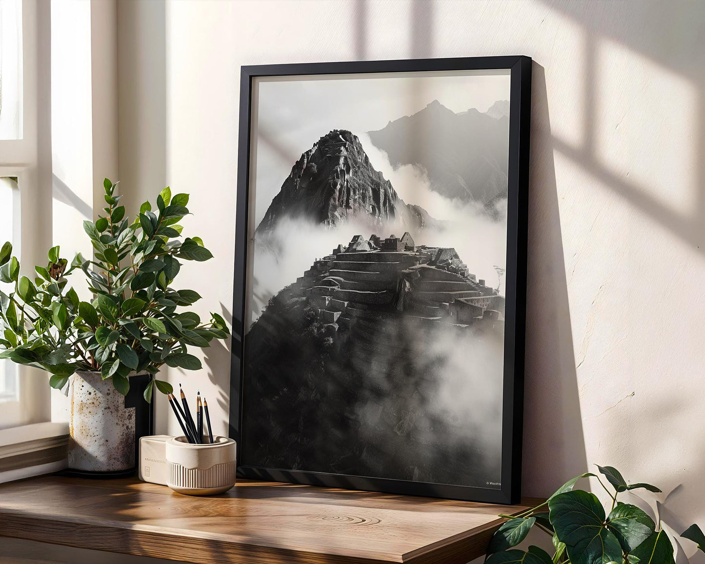 World Landmark | Machu Picchu Print | Black and White Mountain Photography, Peru Travel Poster wall art print, minimalist black and white poster, modern Scandinavian wall decor, Monohaus