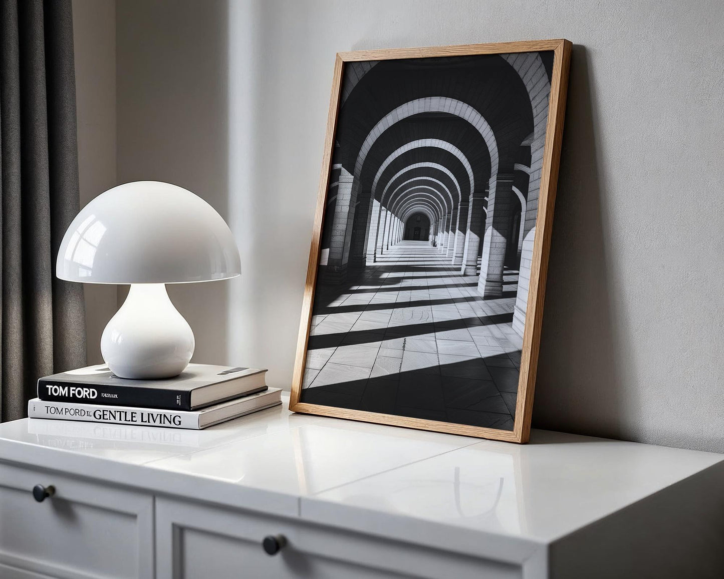 World Landmark | Madrid Cathedral Arches Print | Minimalist Black and White Photography