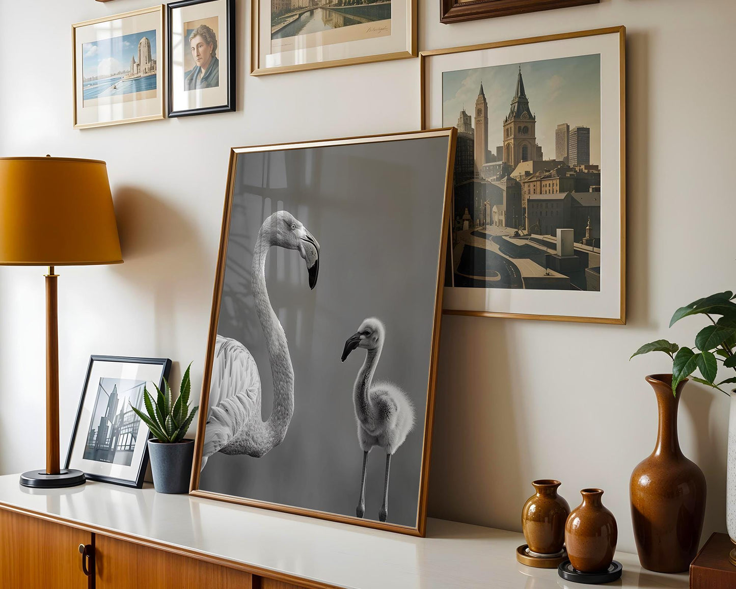 Wildlife Poster | Flamingo Chick Print | Minimalist Black & White Fine Art wall art print, minimalist black and white poster, modern Scandinavian wall decor, Monohaus