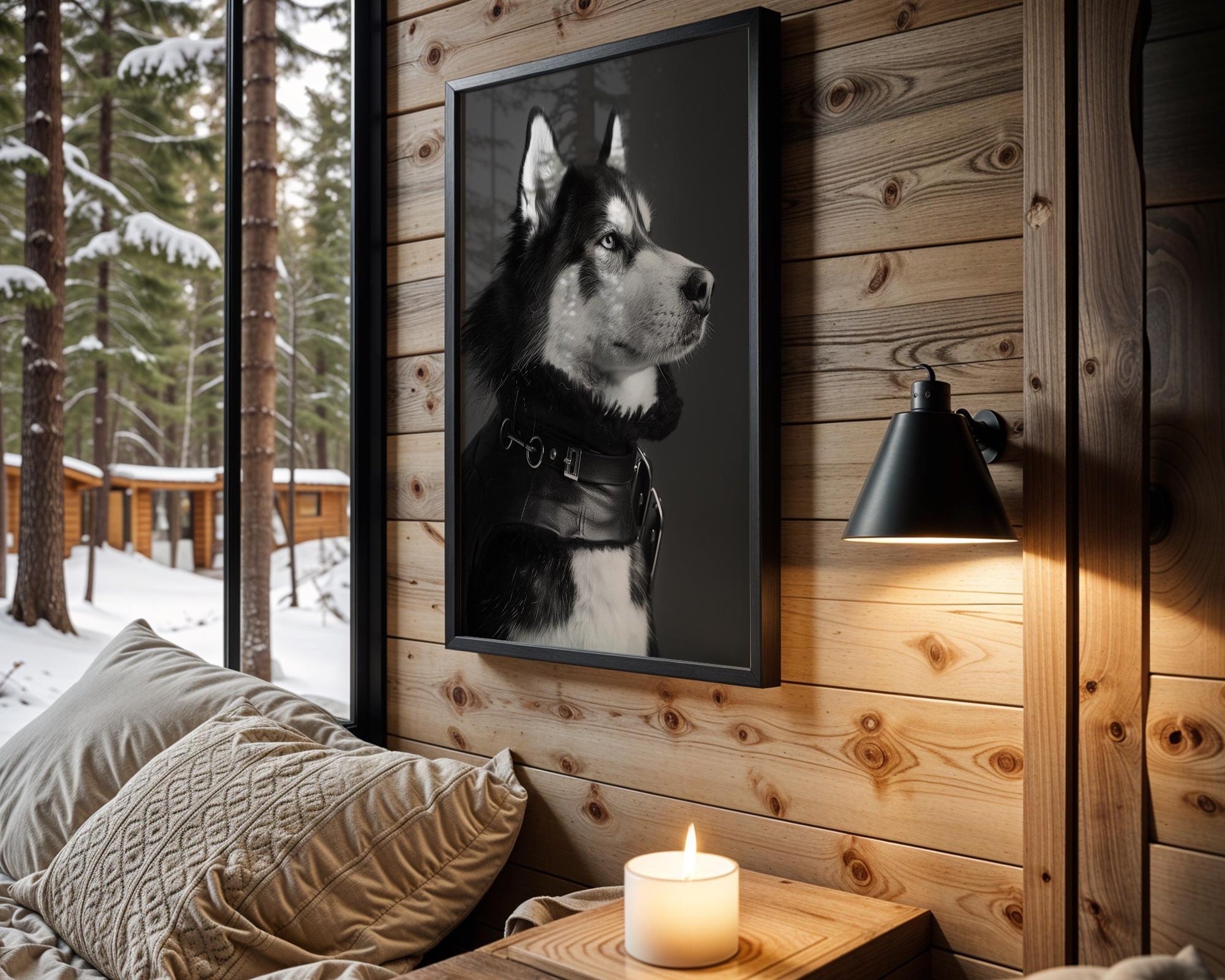 Husky Dog Portrait Print, Black and White Animal Wall Art, Modern Home Decor wall art print, minimalist black and white poster, modern Scandinavian wall decor, Monohaus