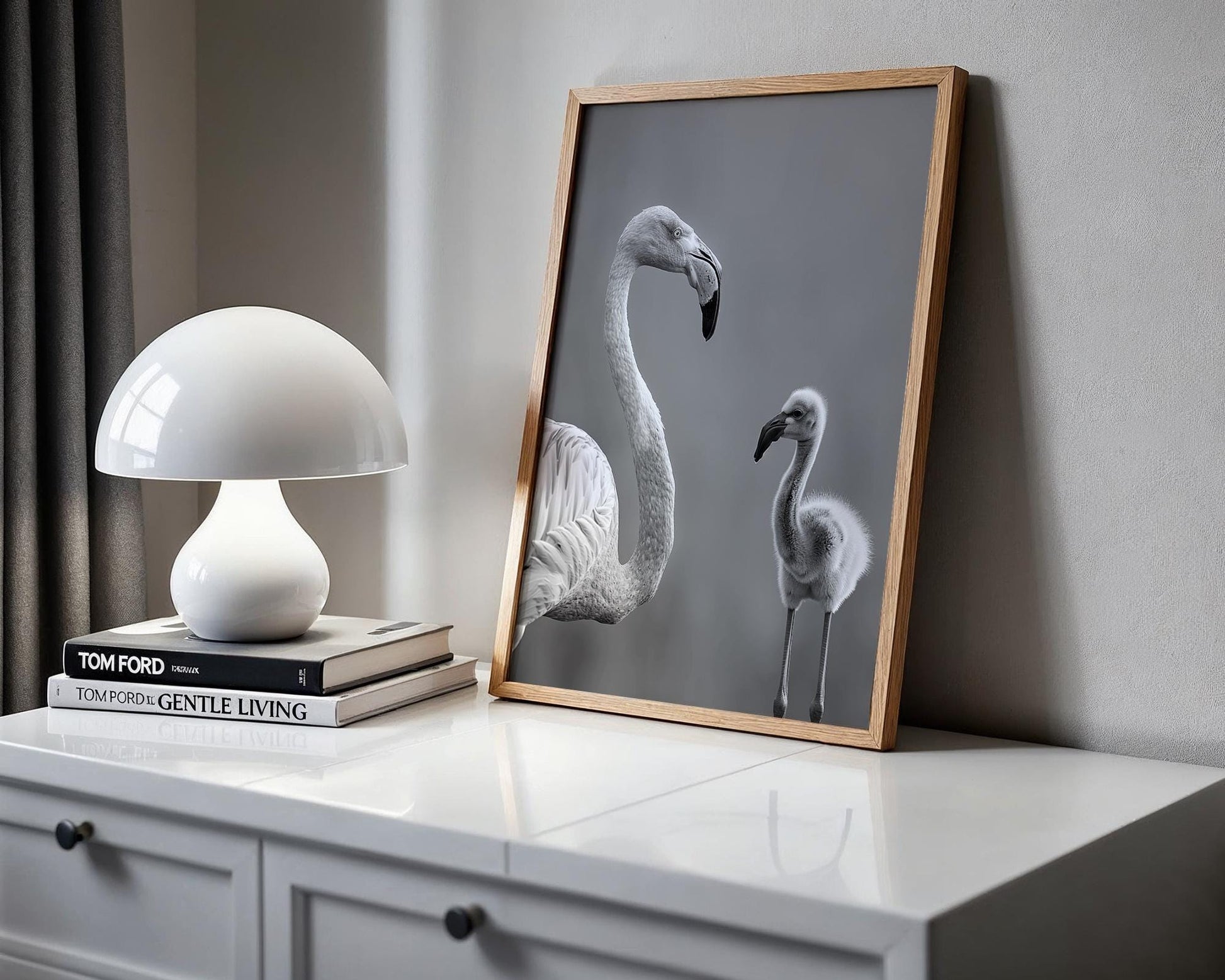 Wildlife Poster | Flamingo Chick Print | Minimalist Black & White Fine Art wall art print, minimalist black and white poster, modern Scandinavian wall decor, Monohaus