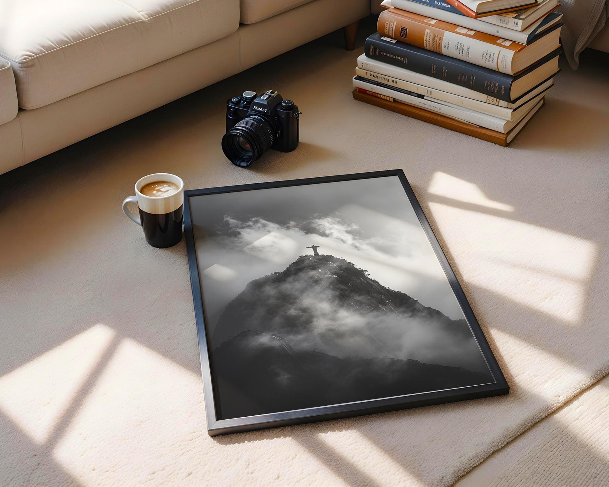 World Landmark | Christ the Redeemer Print | Rio de Janeiro, Brazil Black and White Photography wall art print, minimalist black and white poster, modern Scandinavian wall decor, Monohaus