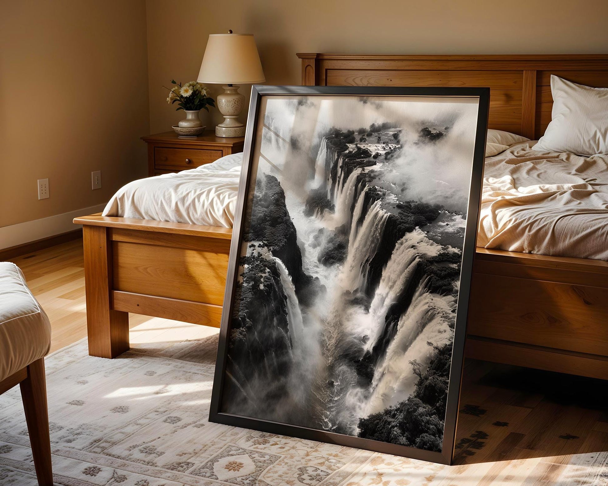 World Landmark | Iguazu Falls Photography Print | Black and White Nature Landscape wall art print, minimalist black and white poster, modern Scandinavian wall decor, Monohaus