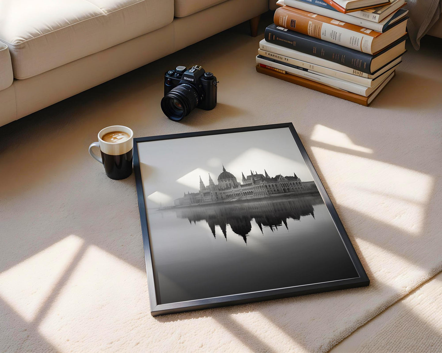 World Landmark | Budapest Parliament Print | Black and White Architecture Photography wall art print, black and white architectural poster, minimalist modern Scandinavian wall decor, Monohaus