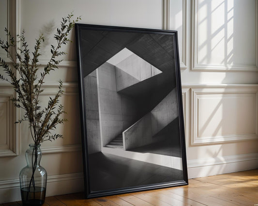 Urban Photography | Concrete Light & Shadow Art | Minimal Architectural Home Decor wall art print, black and white architectural poster, minimalist modern Scandinavian wall decor, Monohaus