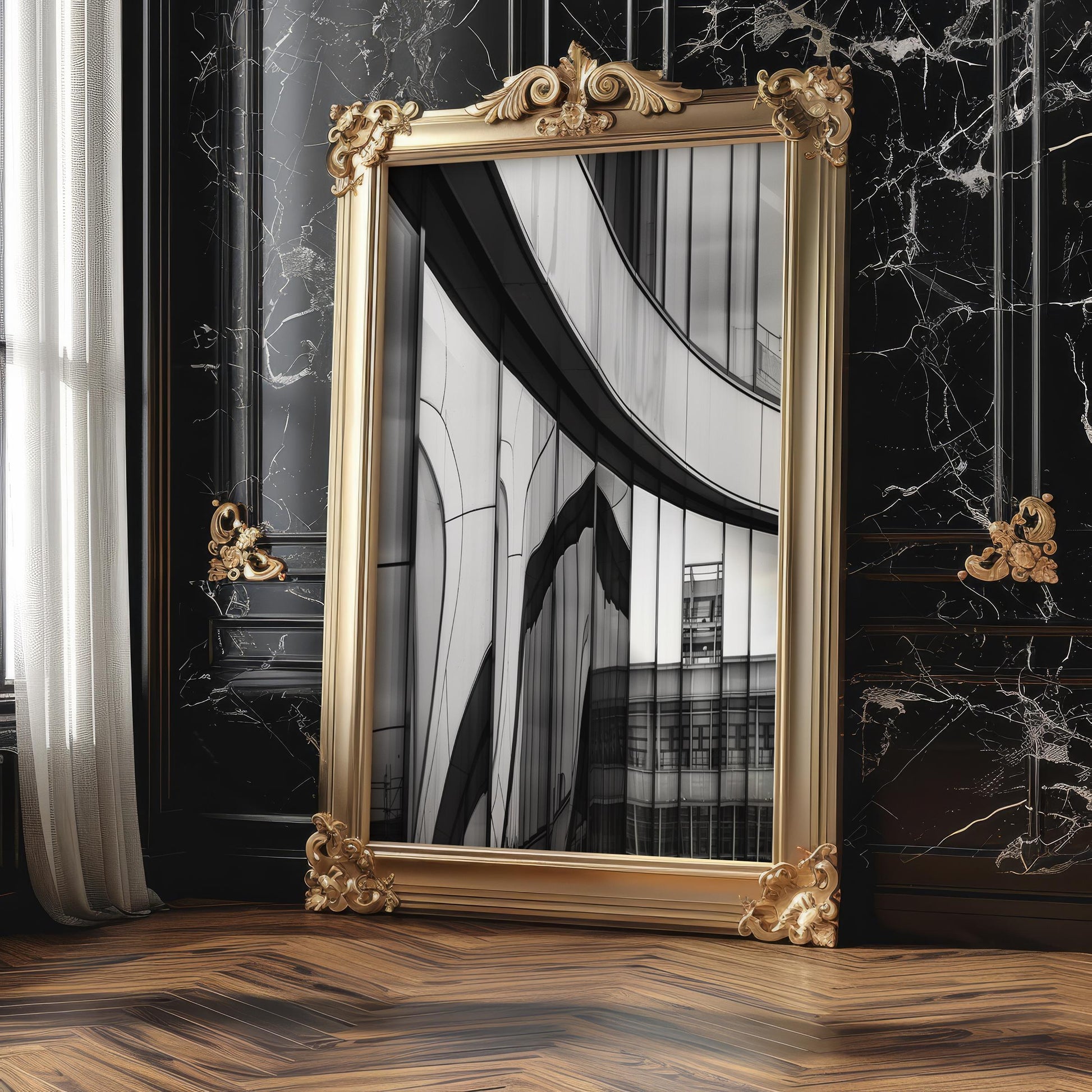 Minimal Wall Art Curved Facade | Modern Urban Architecture Photography wall art print, black and white architectural poster, minimalist modern Scandinavian wall decor, Monohaus