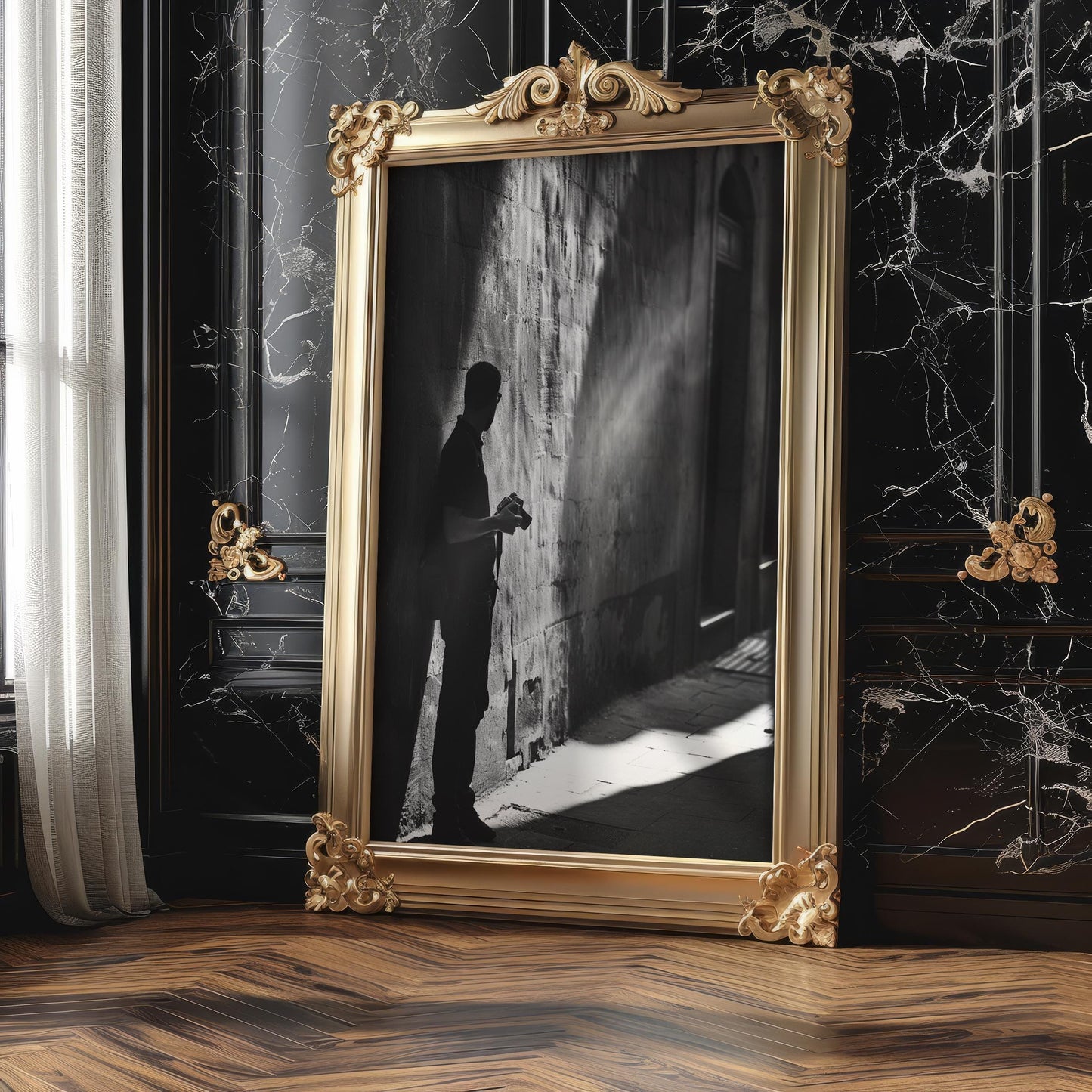 Urban Photography | Photographer Silhouette Minimal Black & White Street Scene black and white photo print, minimalist monochrome wall art poster for modern interiors, Monohaus