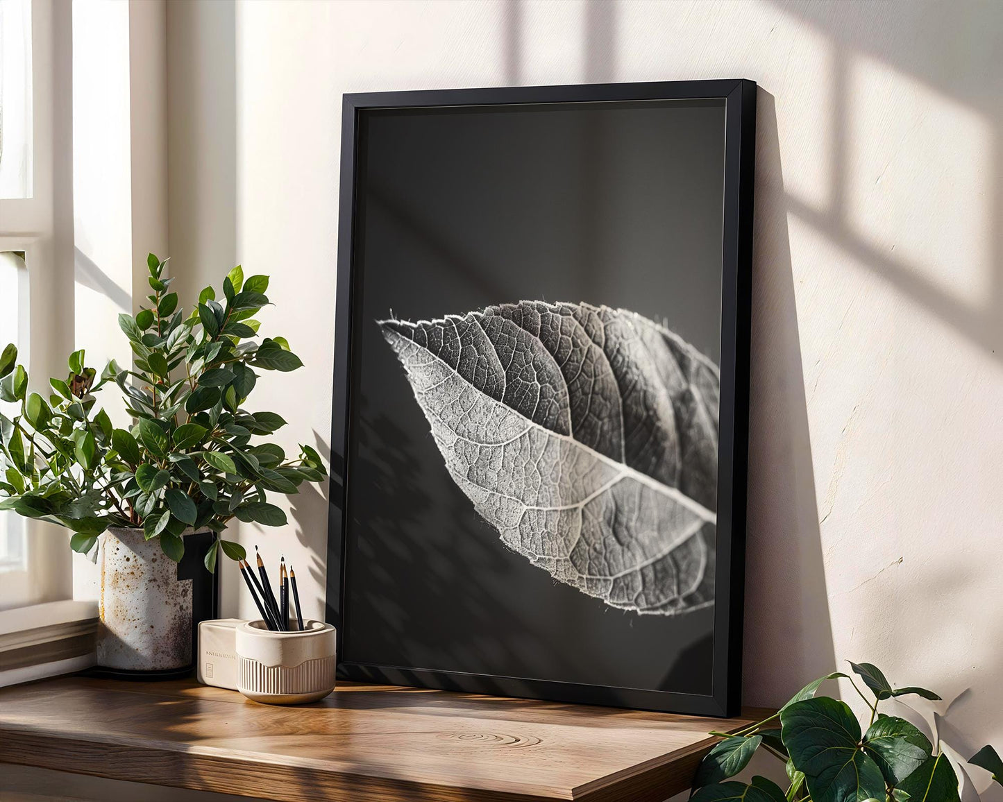 Botanical Photo | Minimalist Leaf Print | Black and White Macro Photography Wall Art wall art print, minimalist black and white poster, modern Scandinavian wall decor, Monohaus