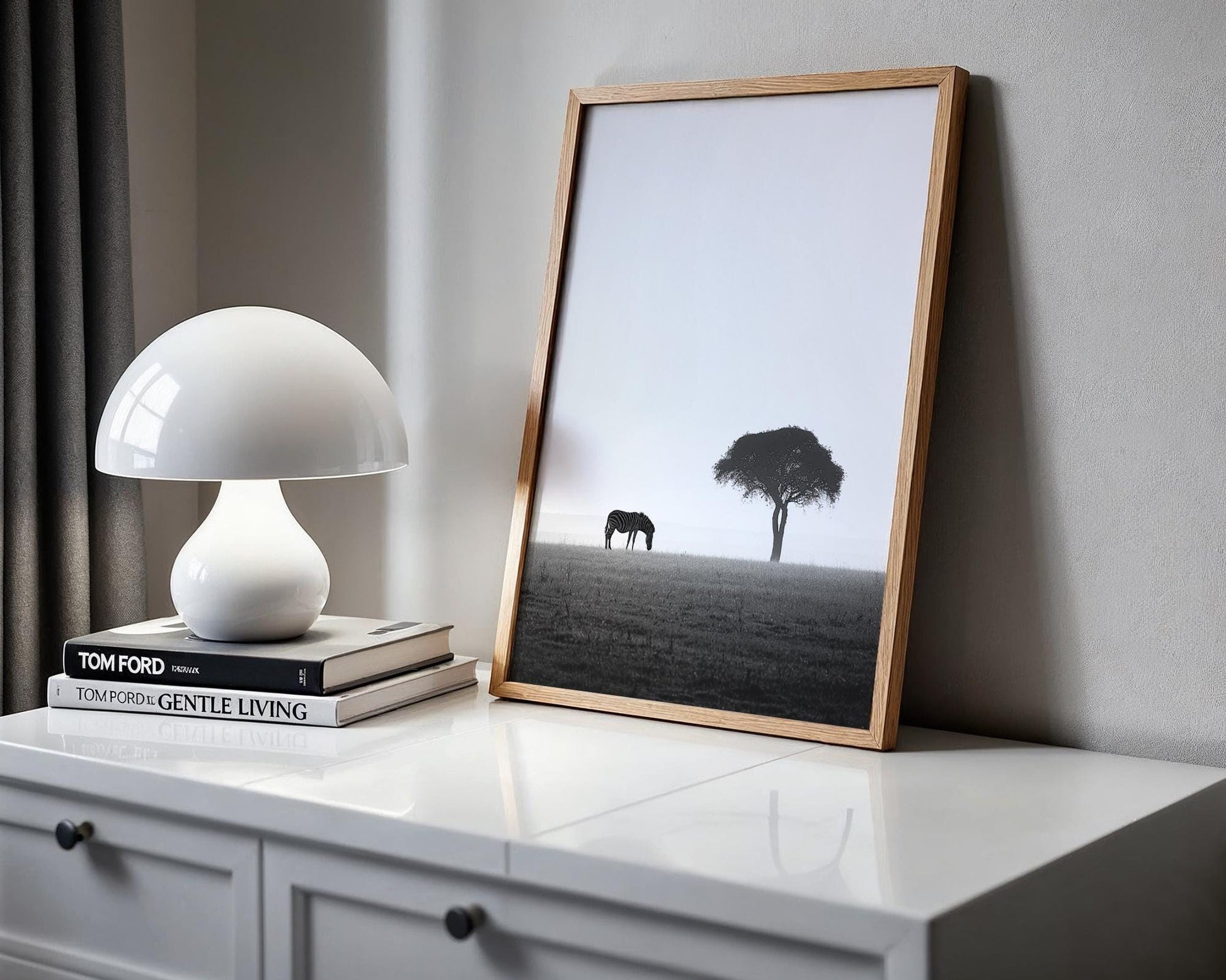 Wildlife Poster | Zebra and Acacia Tree Fine Art Print • Minimalist Safari Landscape wall art print, minimalist black and white poster, modern Scandinavian wall decor, Monohaus