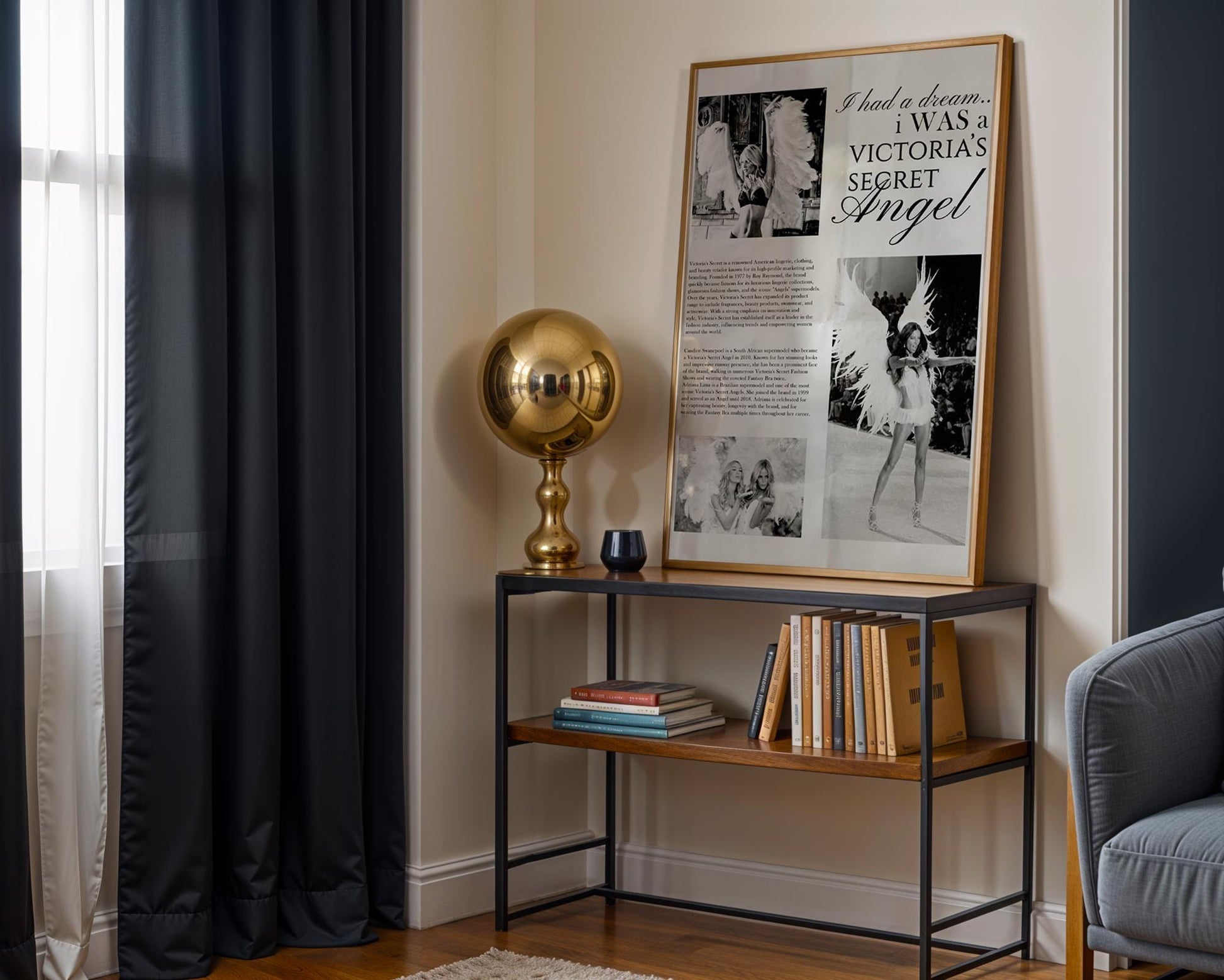 Designer Wall Art | Fashion Print Victoria’s Secret Angel Poster | Glamorous wall art print, minimalist black and white poster, modern Scandinavian wall decor, Monohaus