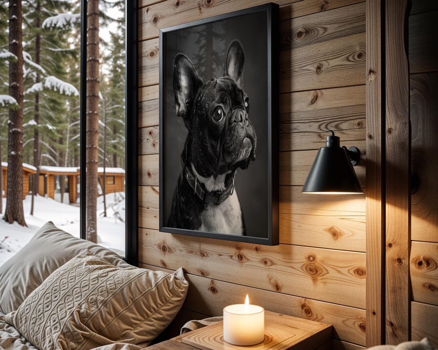 Dog Photography French Bulldog Portrait Print | Monochrome Pet Home Decor wall art print, minimalist black and white poster, modern Scandinavian wall decor, Monohaus