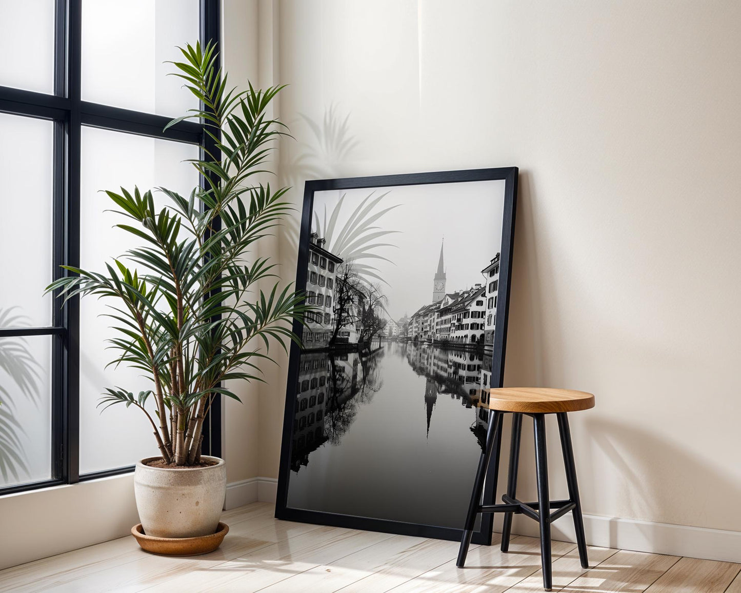 World Landmark | Zurich Old Town Black and White Photography Print | Minimalist Switzerland Wall Art