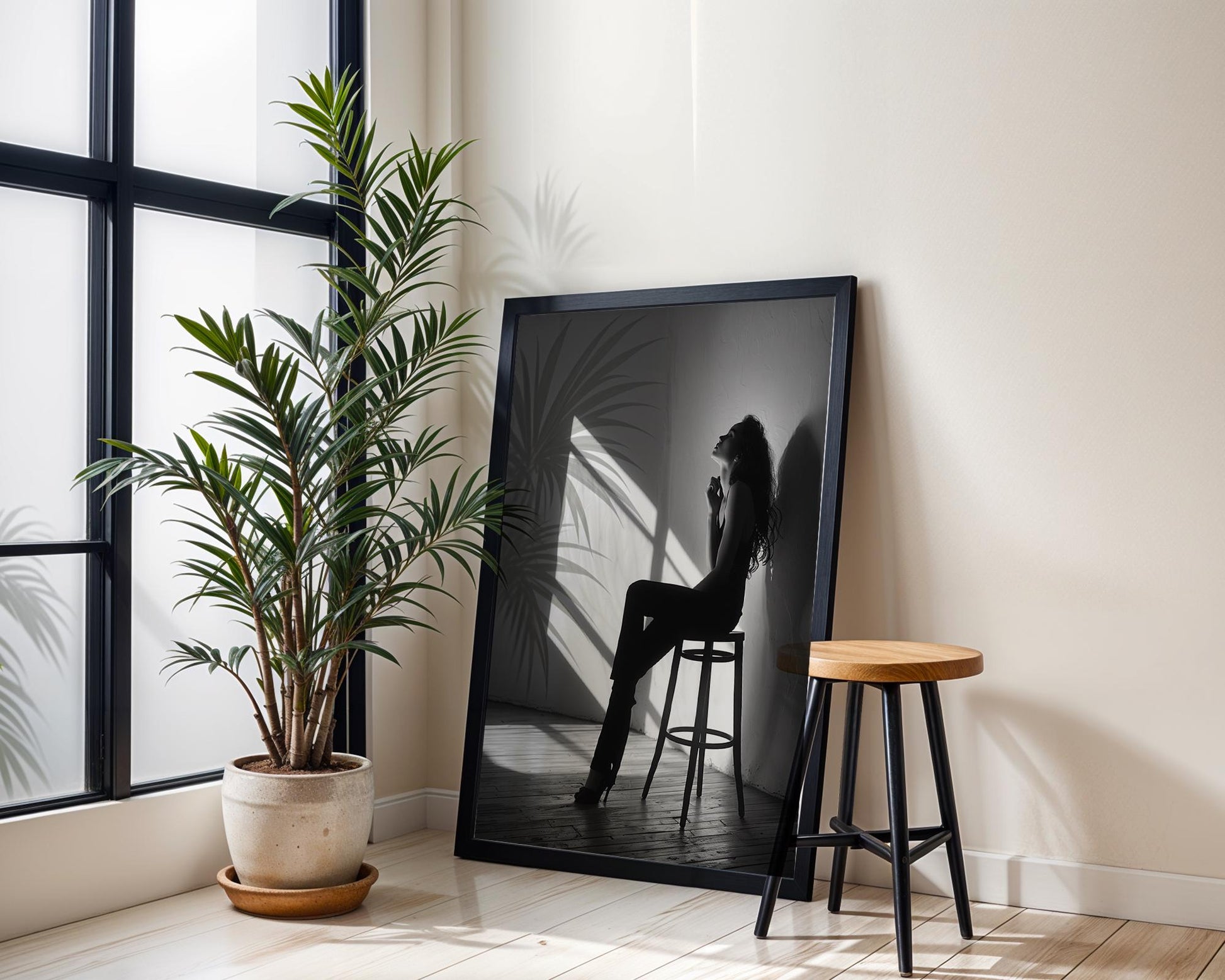 Urban Photography | Minimalist Female Silhouette Print | Black and White Decor black and white photo print, minimalist monochrome wall art poster for modern interiors, Monohaus