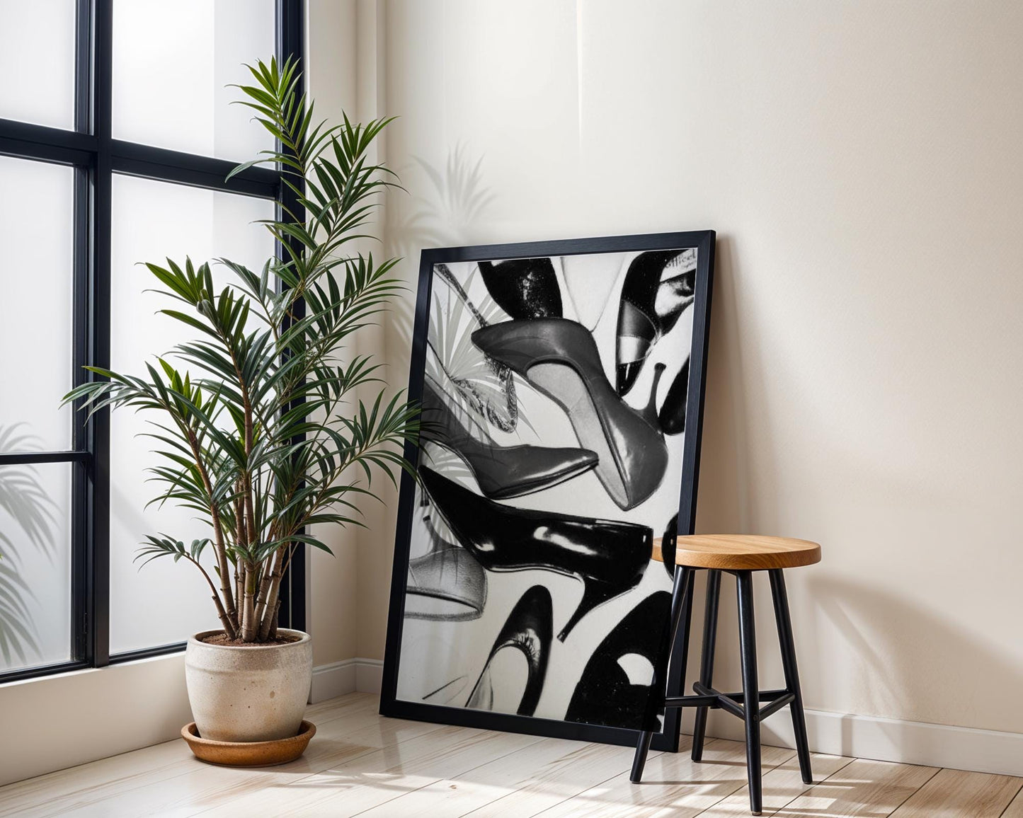 Black and White High Heels Fashion Print | Minimalist Chic Wall Art wall art print, minimalist black and white poster, modern Scandinavian wall decor, Monohaus
