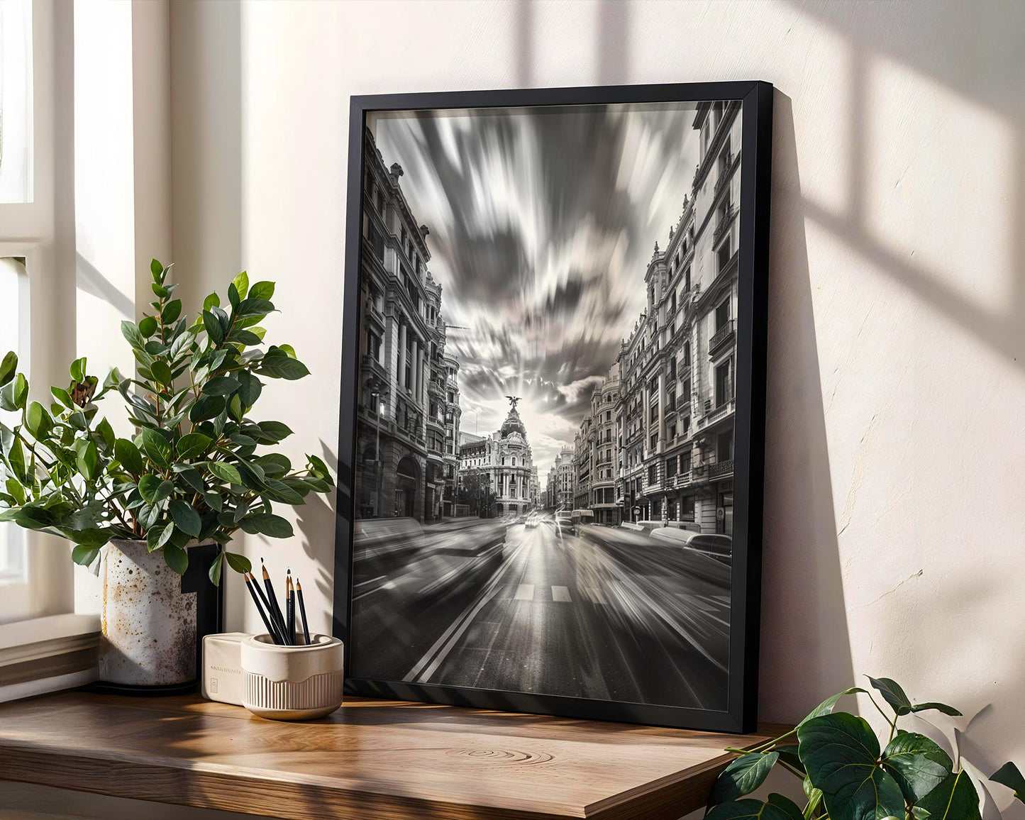 World Landmark | Madrid Gran Vía Black and White Photography Print | Spain Urban Architecture