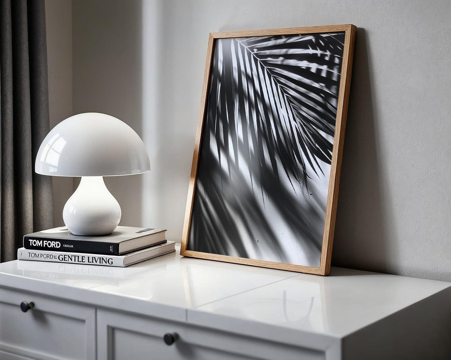 Botanical Photo | Palm Shadows on Wall | Black and White Abstract Photography abstract wall art print, geometric minimalist poster, modern Scandinavian decor, Monohaus