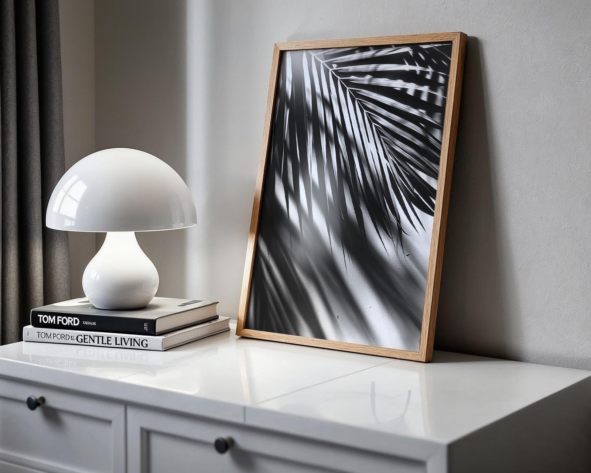 Botanical Photo | Palm Shadows on Wall | Black and White Abstract Photography abstract wall art print, geometric minimalist poster, modern Scandinavian decor, Monohaus