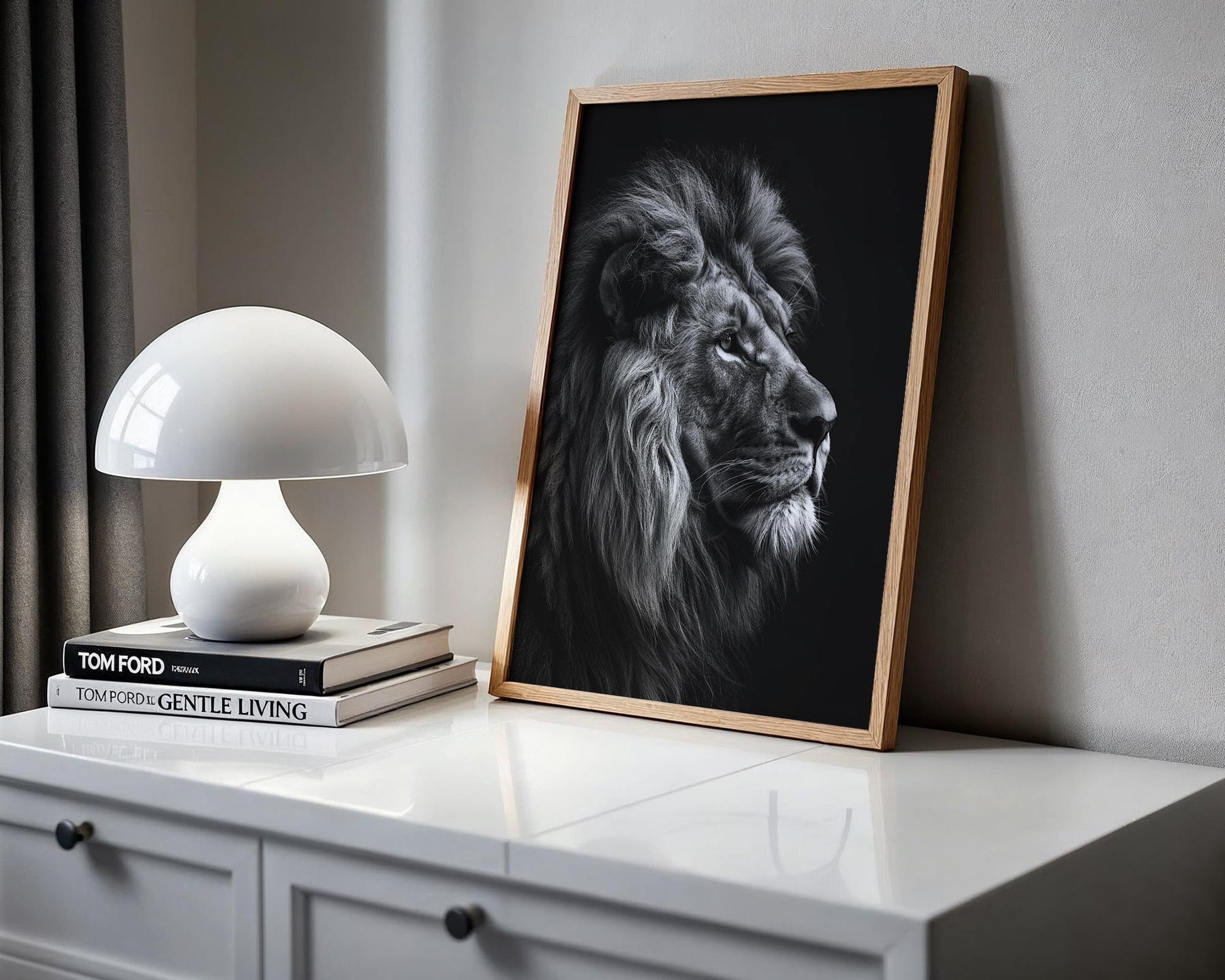 Wildlife Poster | Minimalist Lion Portrait Print | Black & White Photography wall art print, minimalist black and white poster, modern Scandinavian wall decor, Monohaus