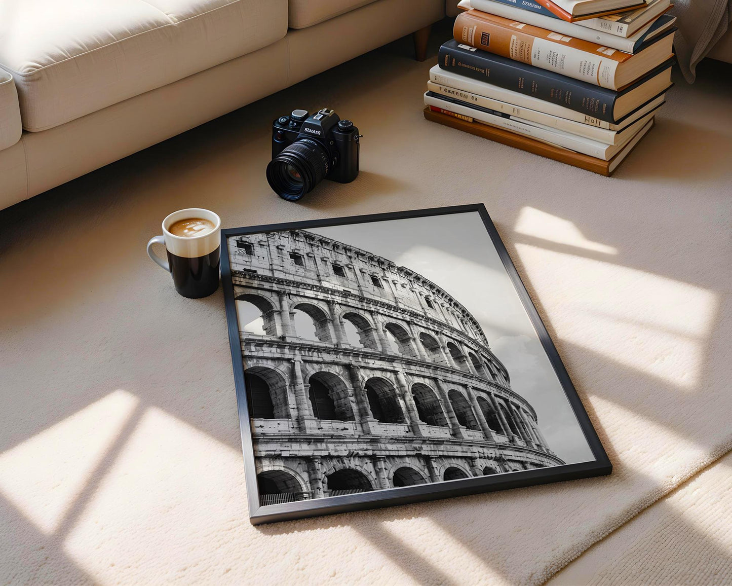 World Landmark | Colosseum Rome Photography Print | Minimalist Black and White Wall Art