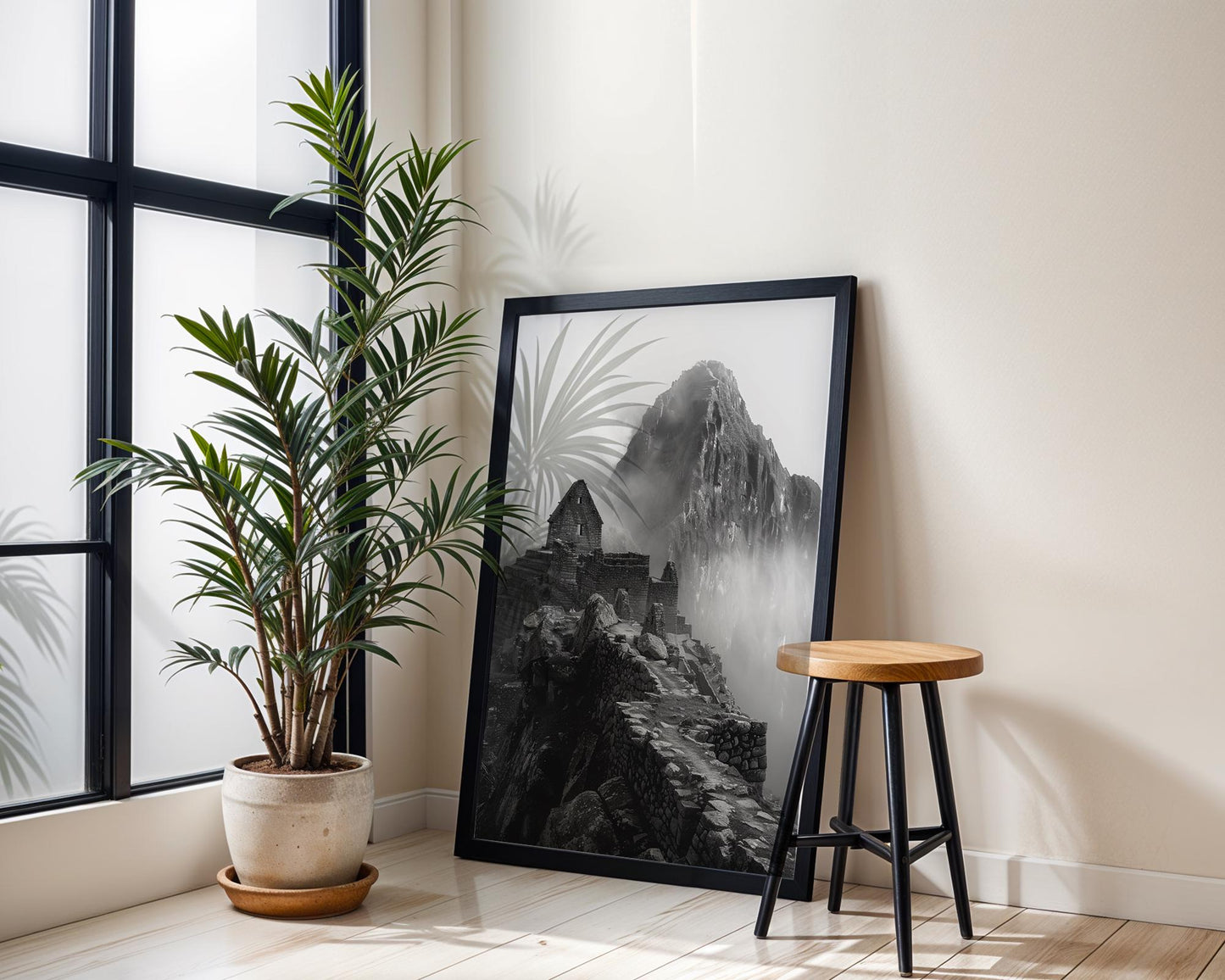 World Landmark | Machu Picchu Print | Black and White Mountain Photography wall art print, minimalist black and white poster, modern Scandinavian wall decor, Monohaus