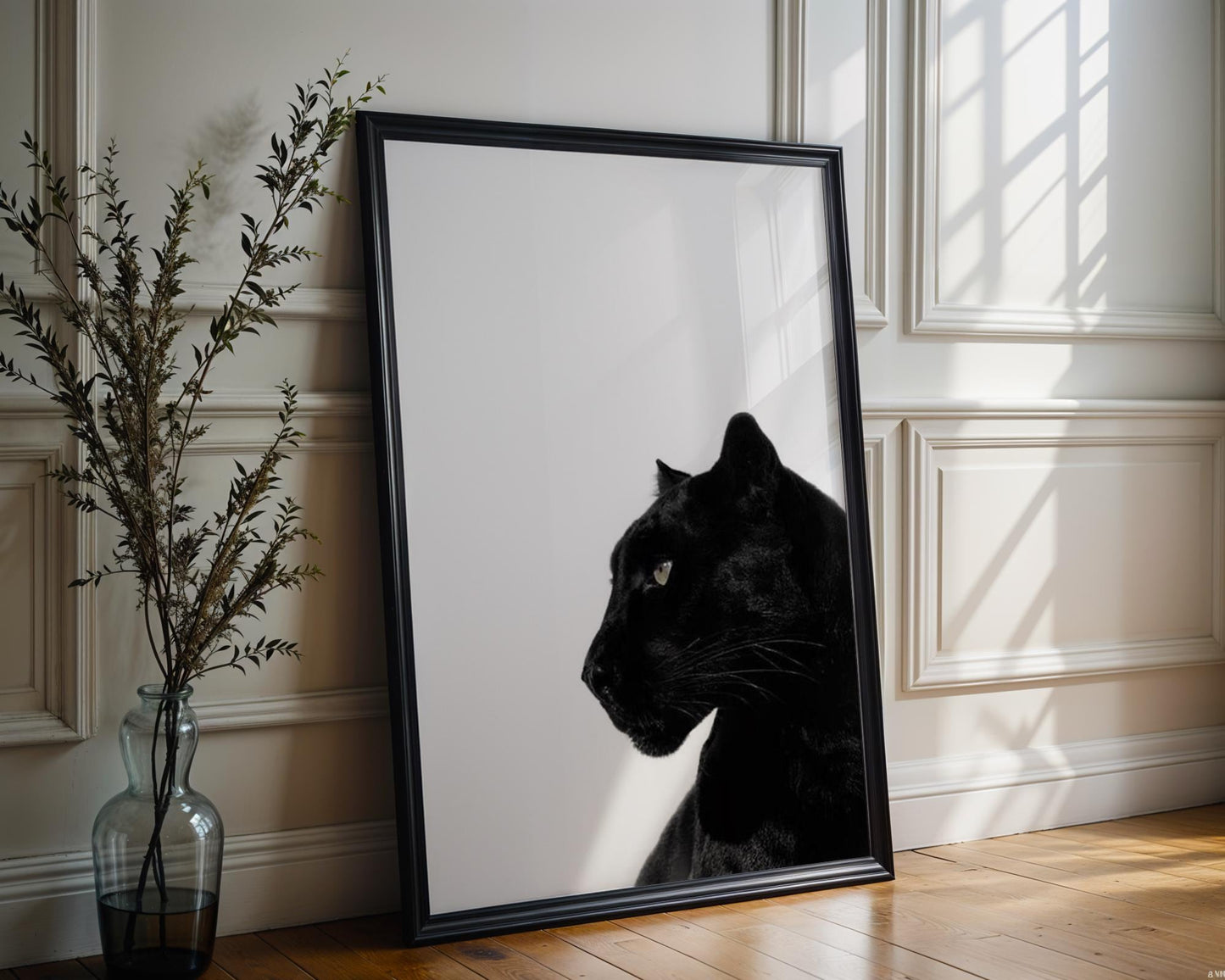 Designer Wall Art | Black Panther Print | Minimalist Animal Art, Monochrome Poster wall art print, minimalist black and white poster, modern Scandinavian wall decor, Monohaus