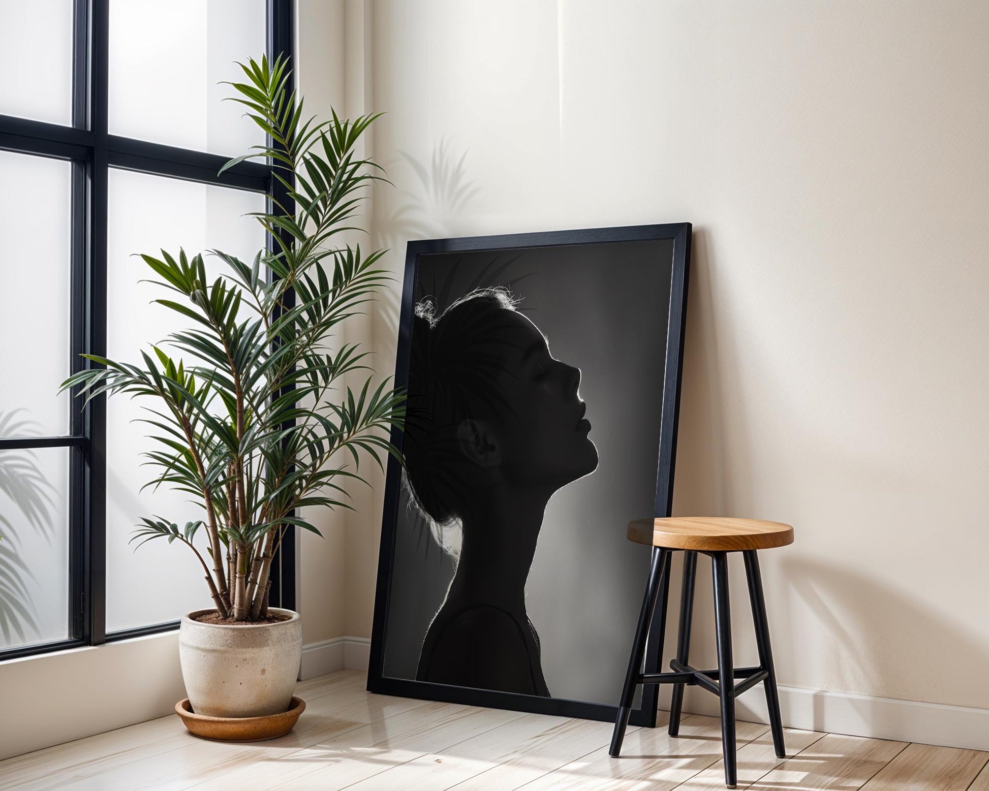 Minimal Wall Art | Black and White Fashion Portrait | Silhouette Photography wall art print, minimalist black and white poster, modern Scandinavian wall decor, Monohaus