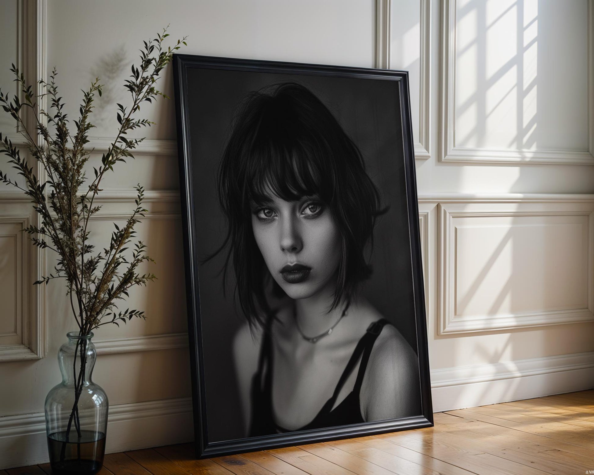 Monochrome Portrait Art Print, Moody Woman Photography, Black and White Wall Decor wall art print, minimalist black and white poster, modern Scandinavian wall decor, Monohaus