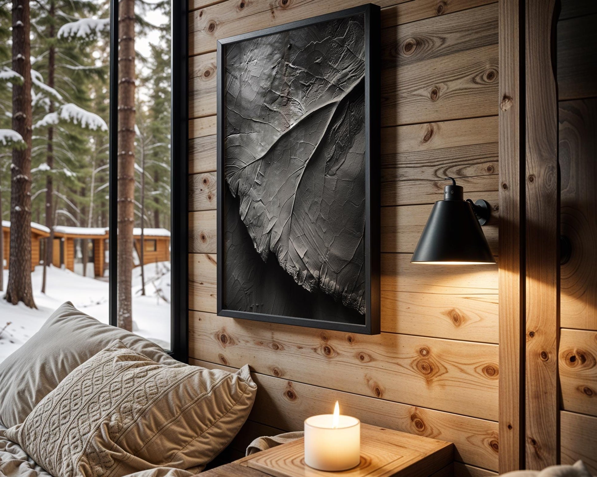 Botanical Photo | Textured Leaf Print | Heavy Impasto Black and White  Art wall art print, minimalist black and white poster, modern Scandinavian wall decor, Monohaus