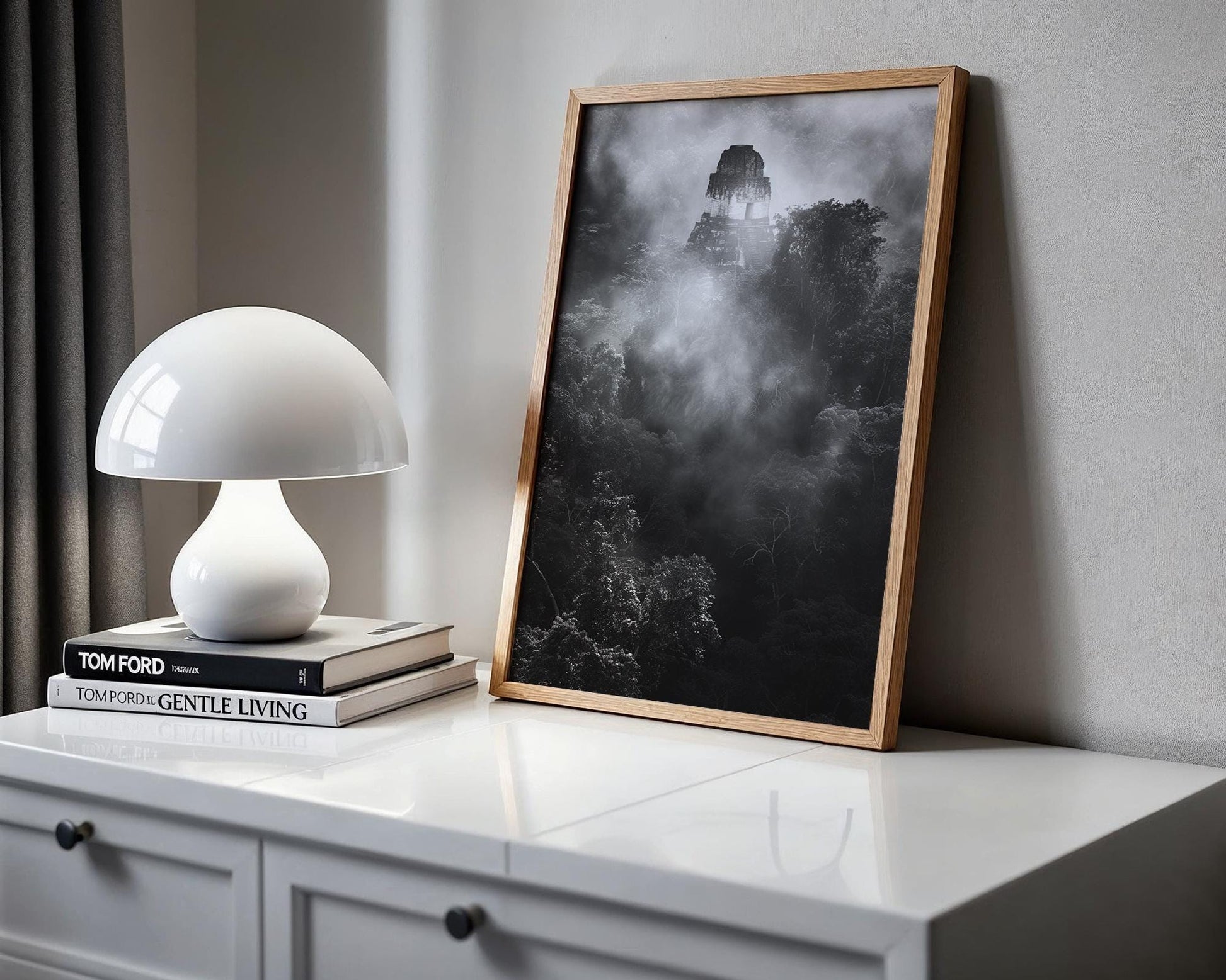 World Landmark | Mayan Temple Fine Art Print | Black and White Photography, Tikal Guatemala wall art print, minimalist black and white poster, modern Scandinavian wall decor, Monohaus