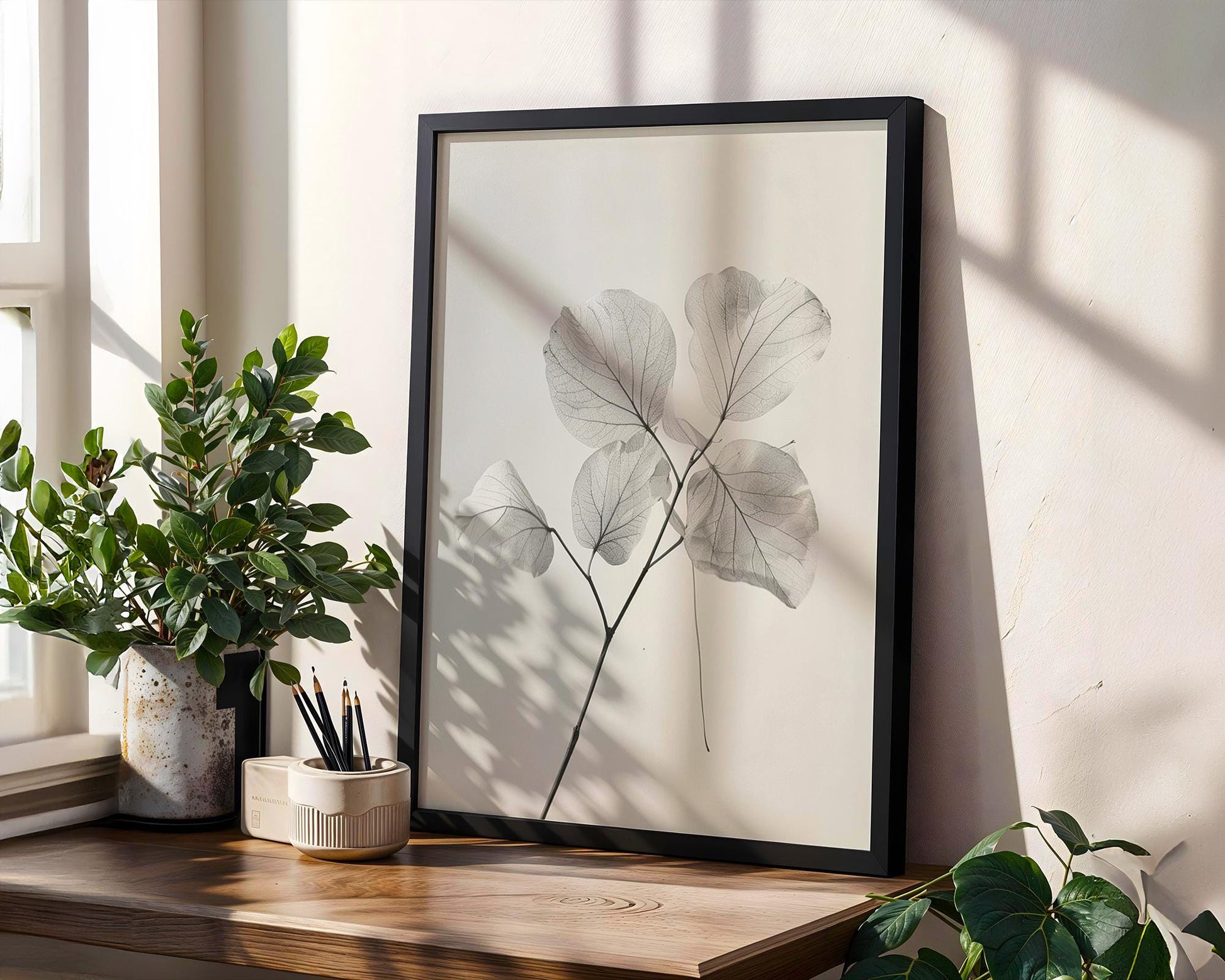 Botanical Photo | Leaf Print | Minimalist Black and White Nature Photography wall art print, minimalist black and white poster, modern Scandinavian wall decor, Monohaus