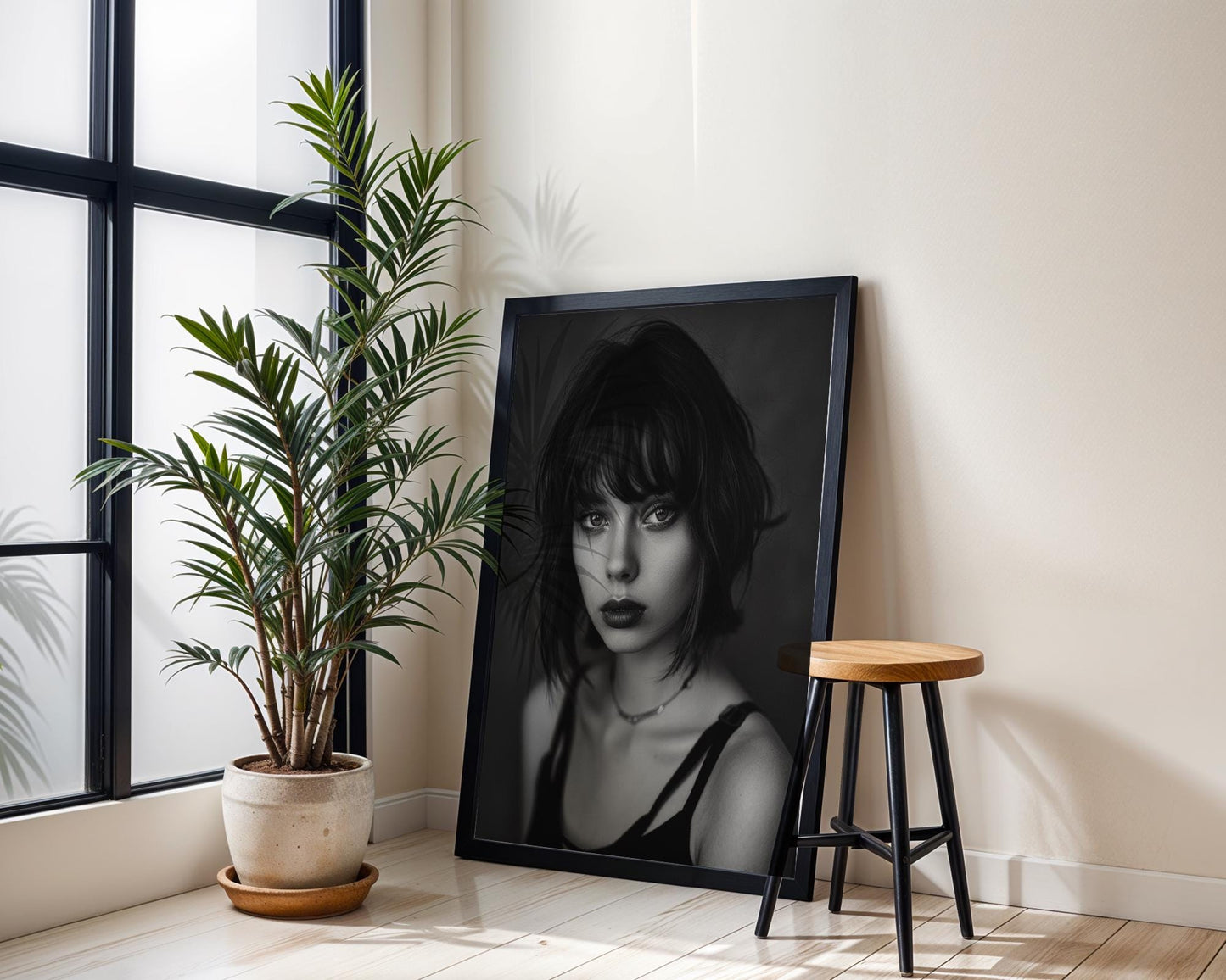 Monochrome Portrait Art Print, Moody Woman Photography, Black and White Wall Decor wall art print, minimalist black and white poster, modern Scandinavian wall decor, Monohaus