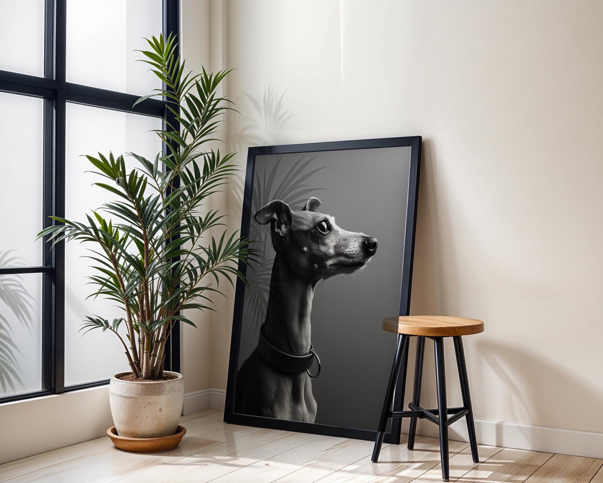 Dog Photography Greyhound Art Print | Minimalist , Scandinavian Decor wall art print, minimalist black and white poster, modern Scandinavian wall decor, Monohaus