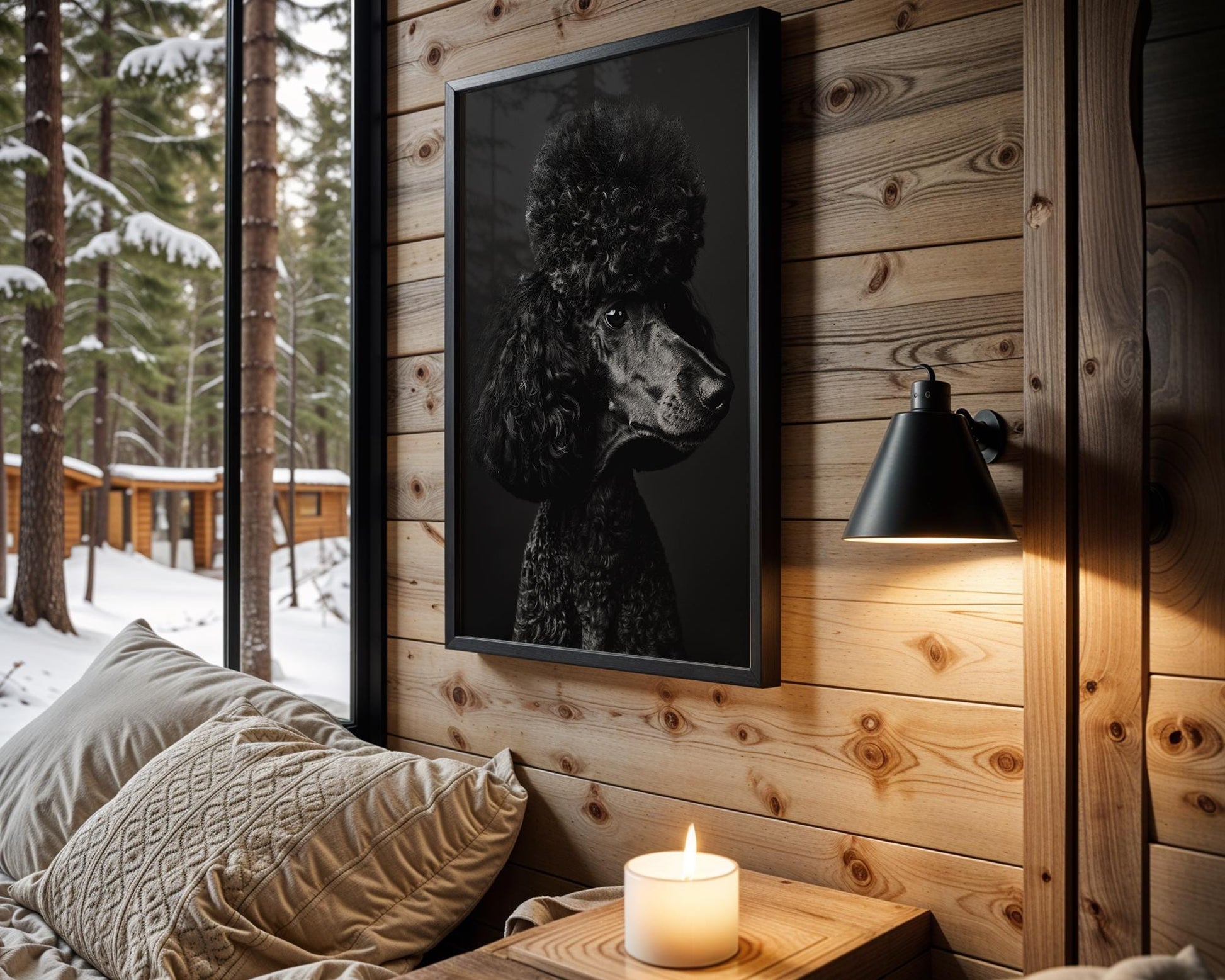 Dog Photography Black Poodle Portrait Print | Modern Minimalist Pet Art wall art print, minimalist black and white poster, modern Scandinavian wall decor, Monohaus