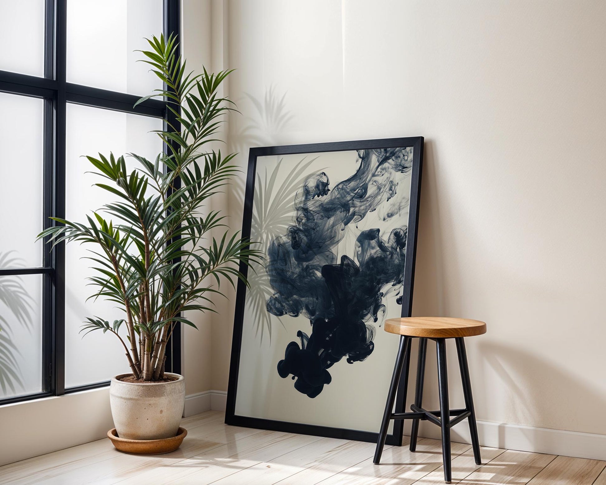Minimal Wall Art Black Ink Smoke Art Print | Minimalist Abstract Photography abstract wall art print, geometric minimalist poster, modern Scandinavian decor, Monohaus