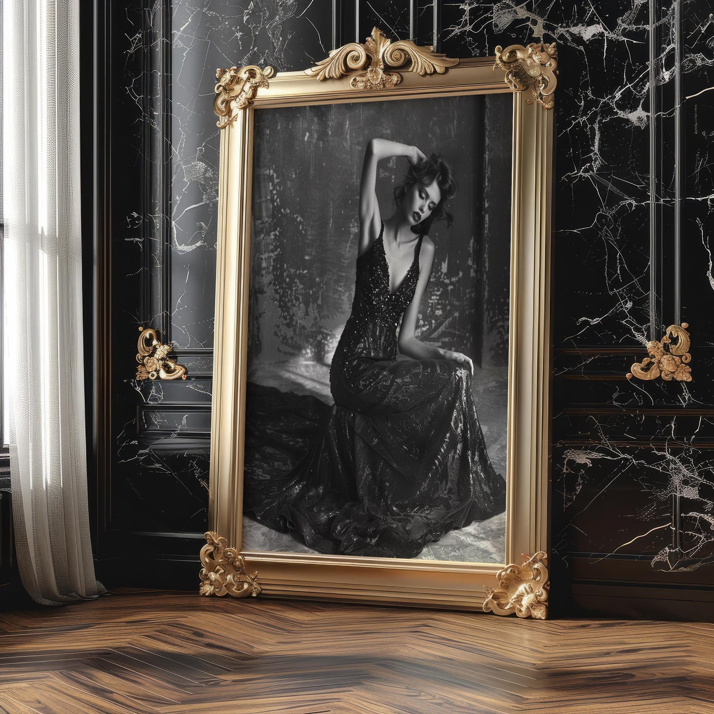 Minimal Wall Art | Retro Paris Fashion Print |  Glamour Photography wall art print, minimalist black and white poster, modern Scandinavian wall decor, Monohaus