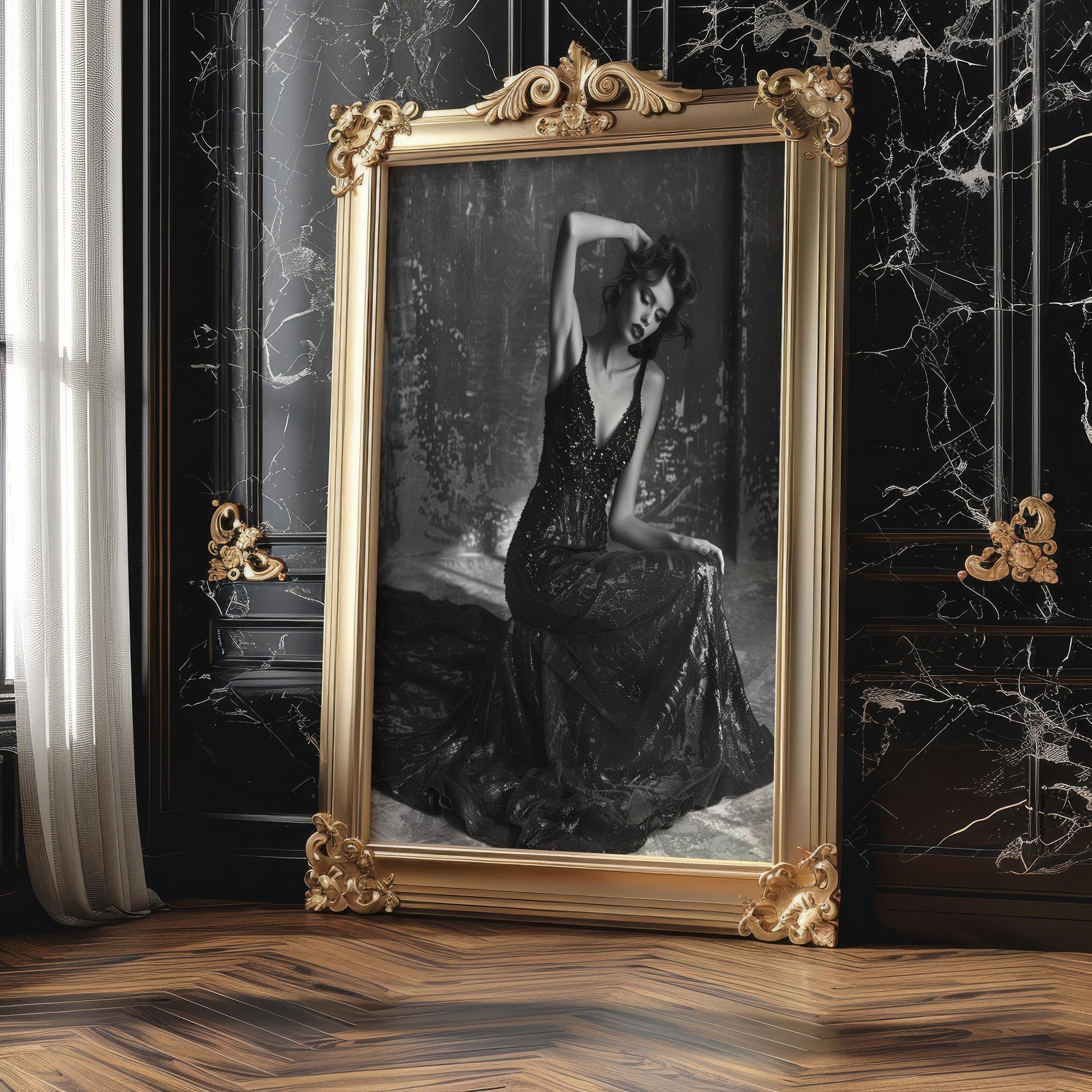 Minimal Wall Art | Retro Paris Fashion Print |  Glamour Photography wall art print, minimalist black and white poster, modern Scandinavian wall decor, Monohaus