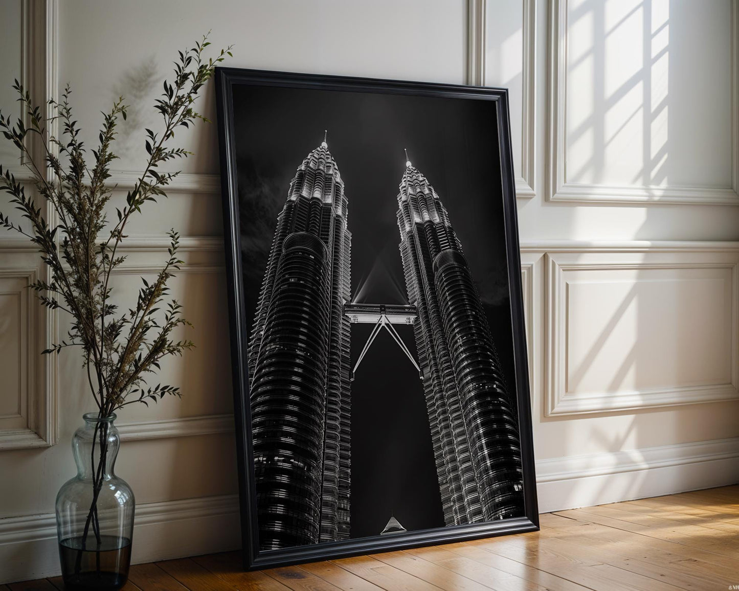 World Landmark | Petronas Towers Print | Kuala Lumpur Black and White Photography wall art print, minimalist black and white poster, modern Scandinavian wall decor, Monohaus