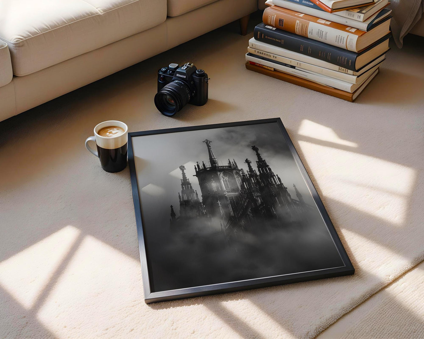 World Landmark | Gothic Cathedral Spires Photography Print | Black and White Architecture Wall Art