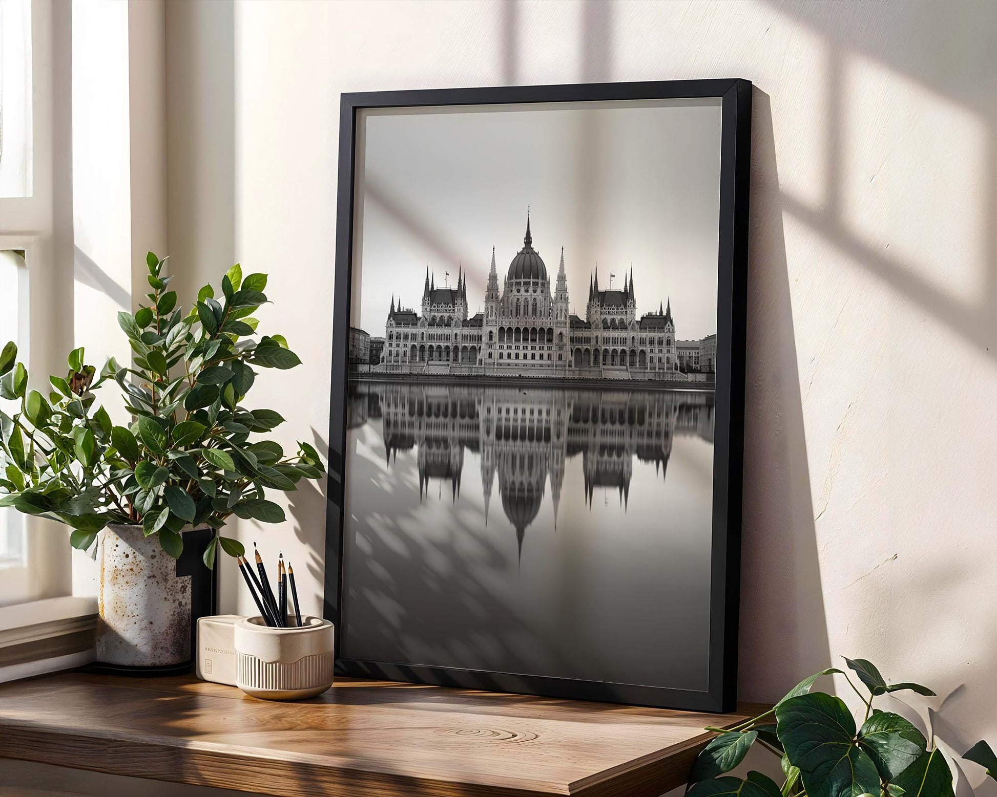 World Landmark | Budapest Parliament Print | Black and White Minimalist Architecture wall art print, black and white architectural poster, minimalist modern Scandinavian wall decor, Monohaus
