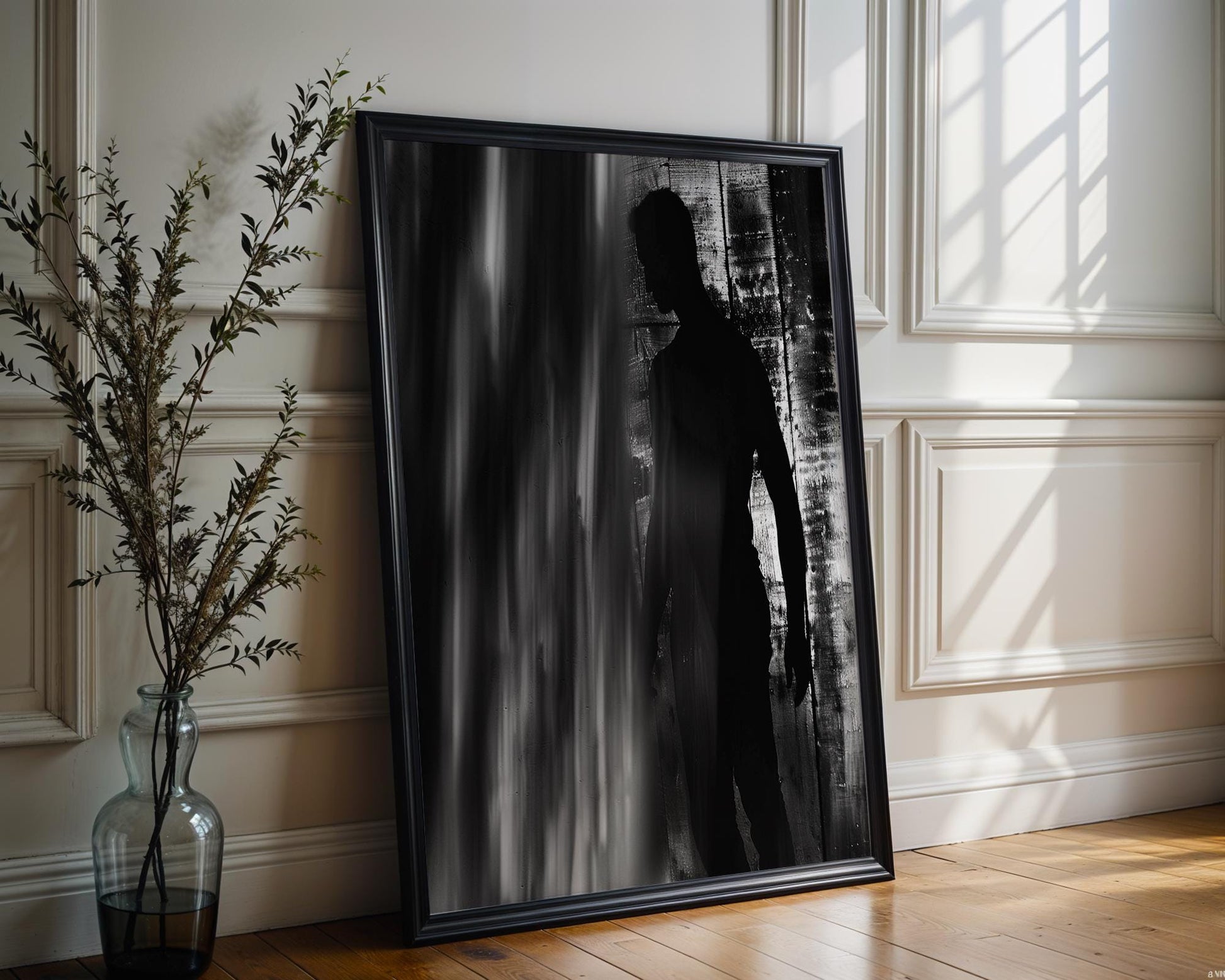 Minimal Wall Art Shadow Figure Study | Black and White Abstract Photography abstract wall art print, geometric minimalist poster, modern Scandinavian decor, Monohaus