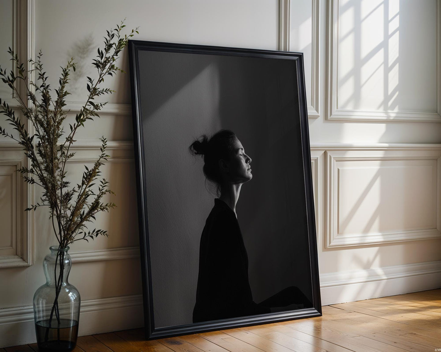 Minimal Wall Art Striking Woman Profile Print Black & White Photography wall art print, minimalist black and white poster, modern Scandinavian wall decor, Monohaus